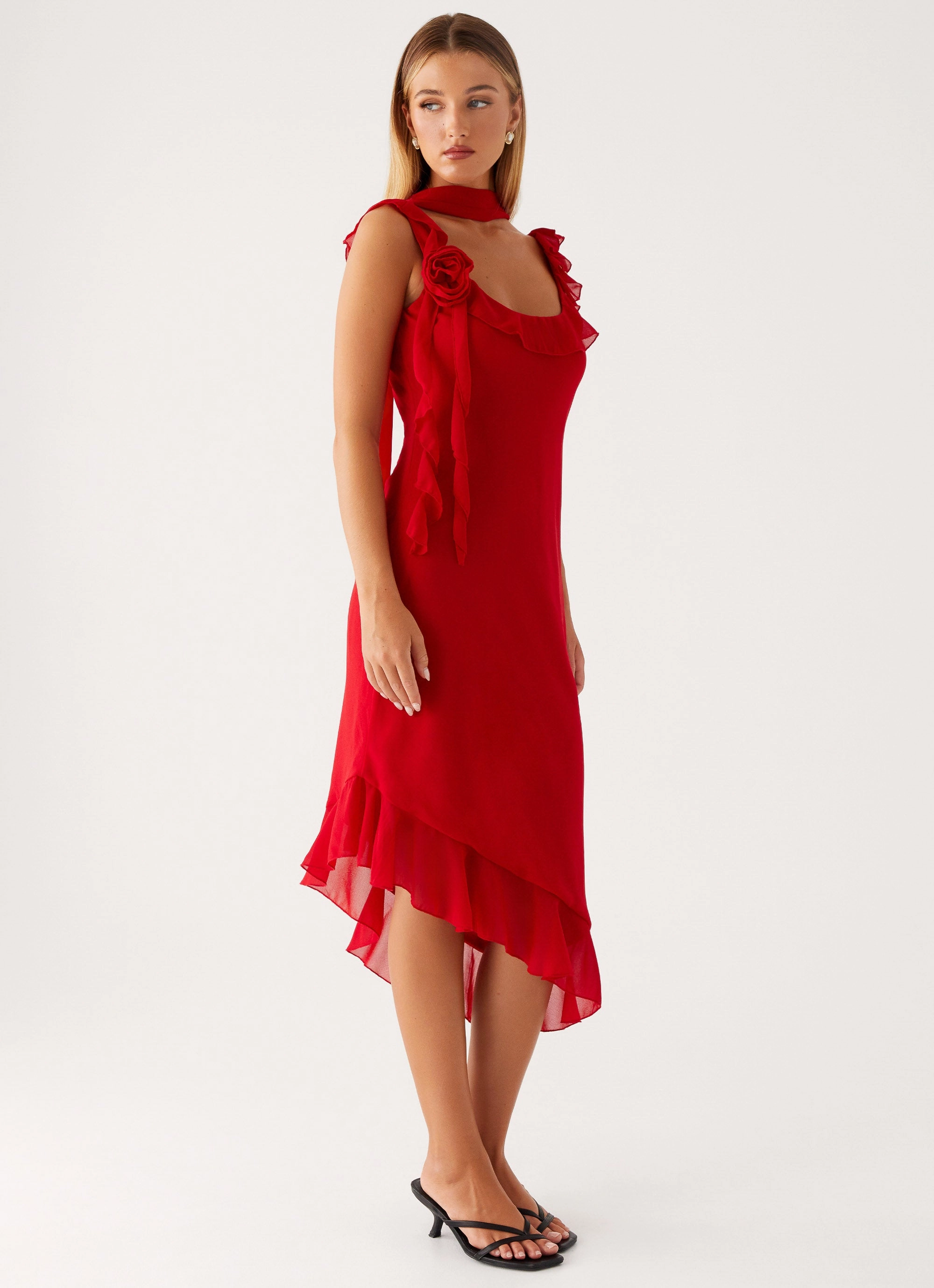 Fariday Midi Dress - Red Travel Fit