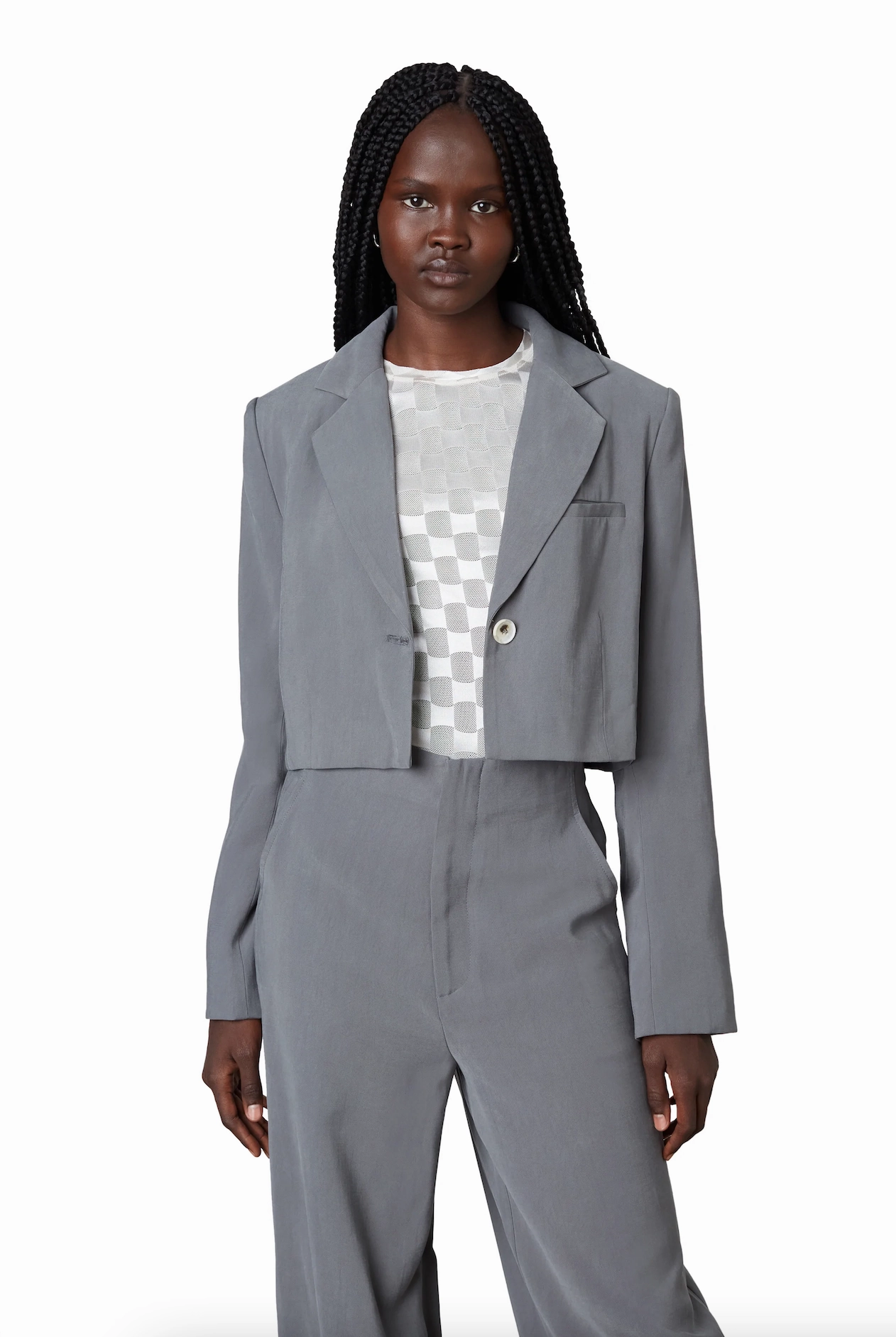 Wind Resistant Fabric Cropped Blazer