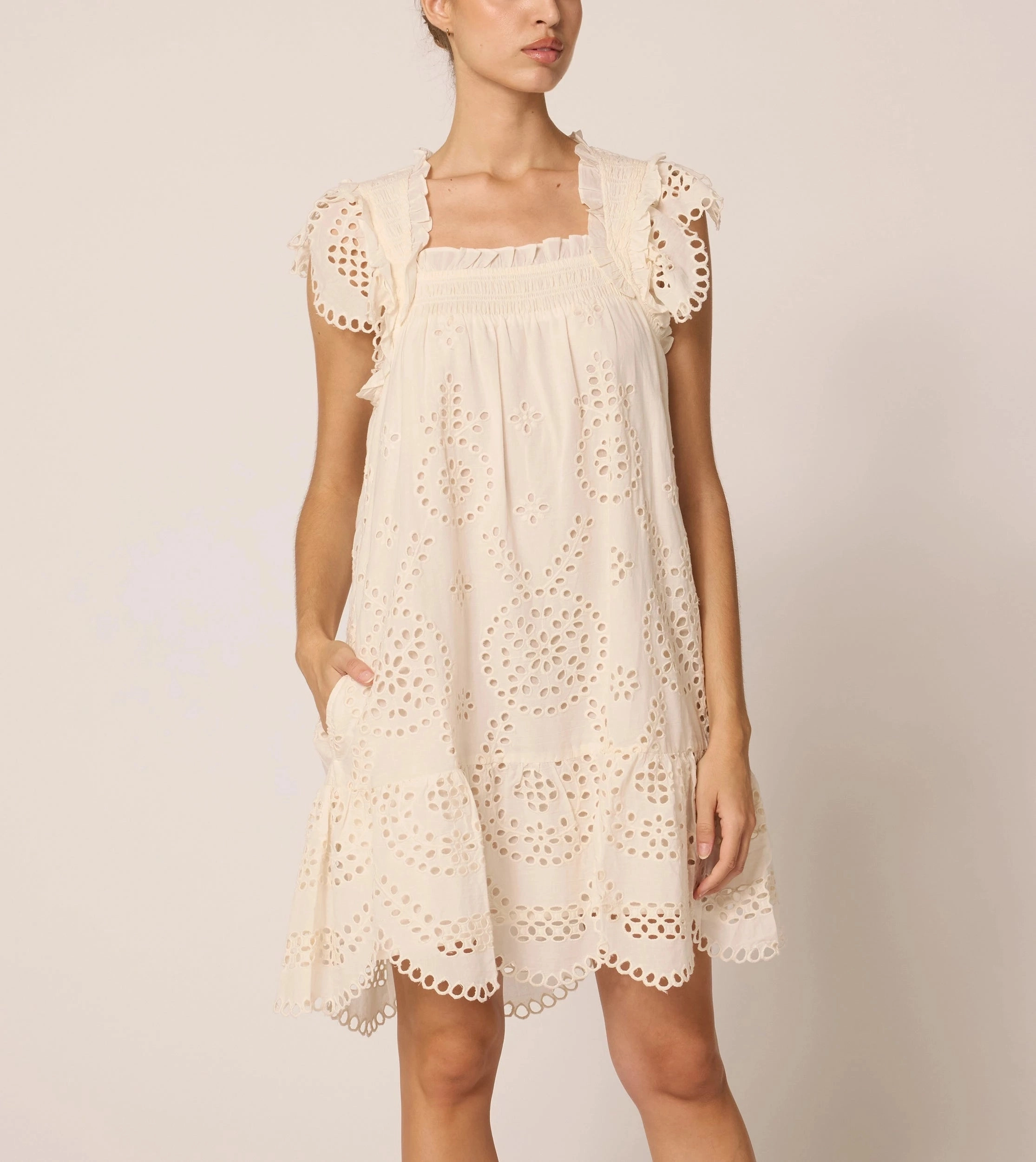 Mireya Mini Dress | Ivory Eyelet Fresh Tones