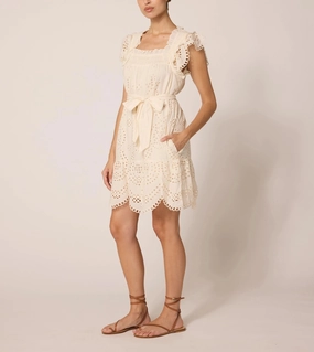 Mireya Mini Dress | Ivory Eyelet FlatlockSeamTechnique