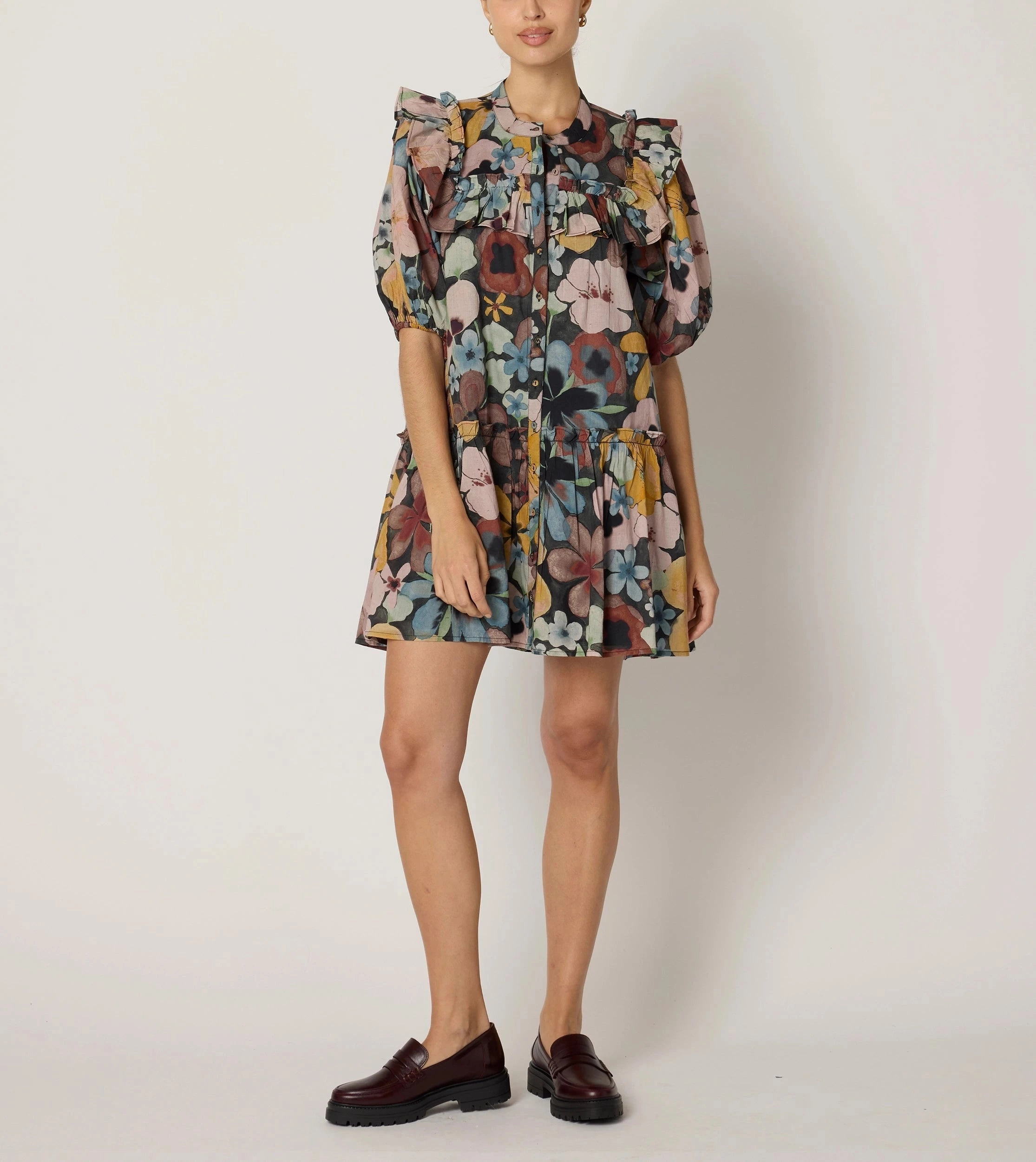 HeatPressedLogos Flexible Material Tatiana Mini Dress | Foraged Violets