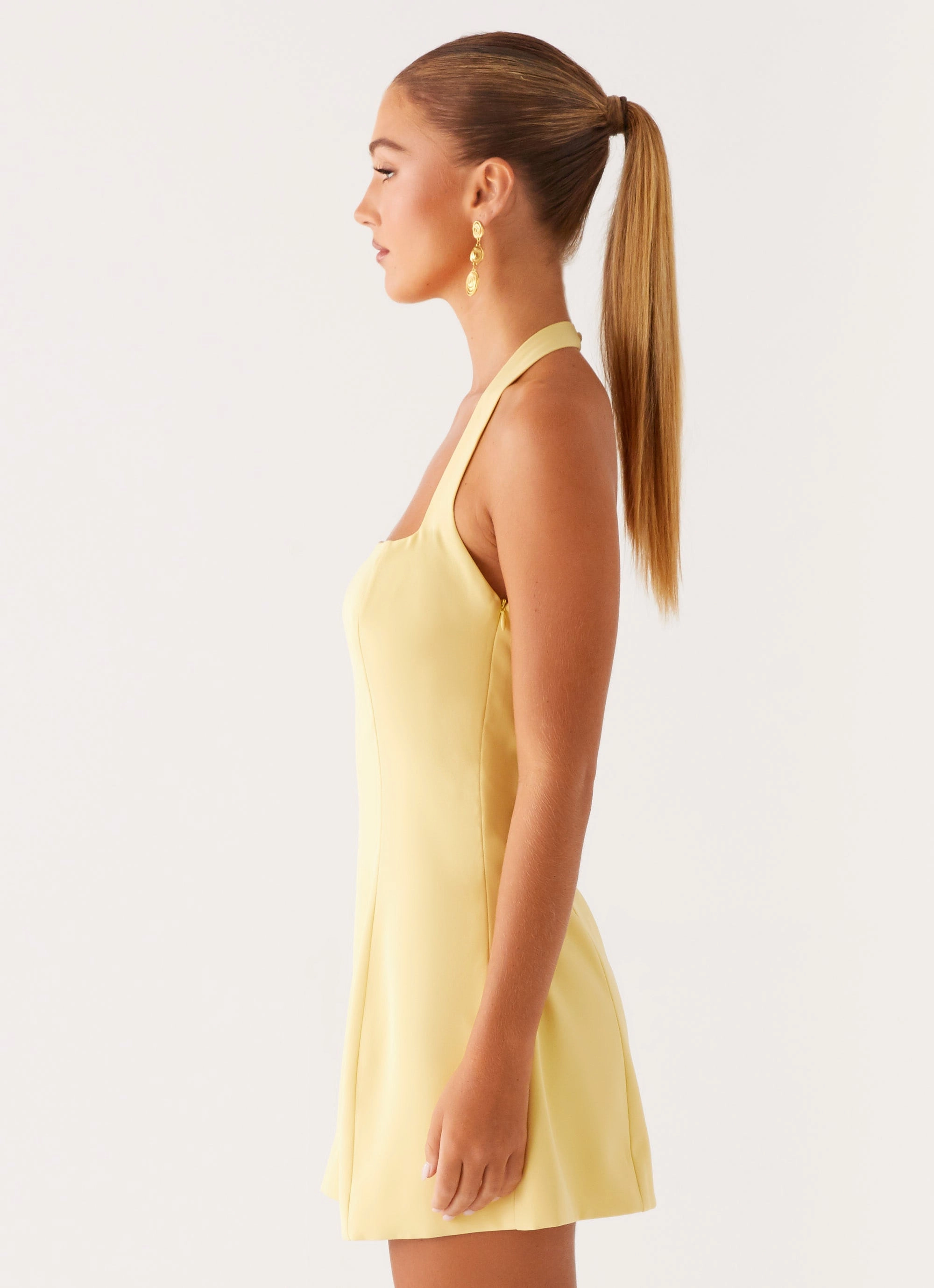 Remi Halter Mini Dress - Yellow Subtle tone Dreamy Simplicity