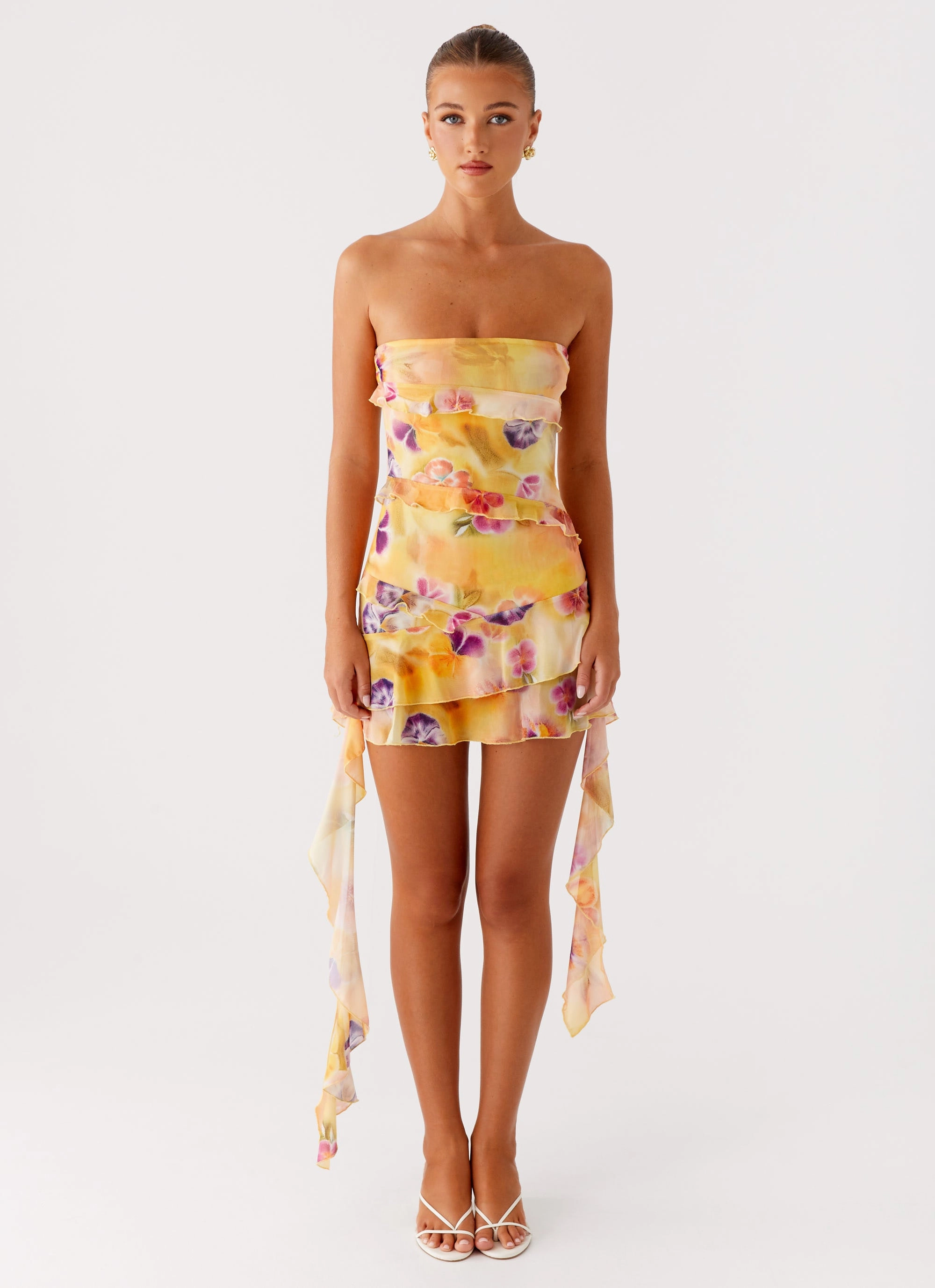 Macey Mini Dress - Sunburst Floral Contrast-Lining Daily Ready