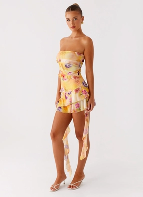 Macey Mini Dress - Sunburst Floral Fashion Forward Neutral palette