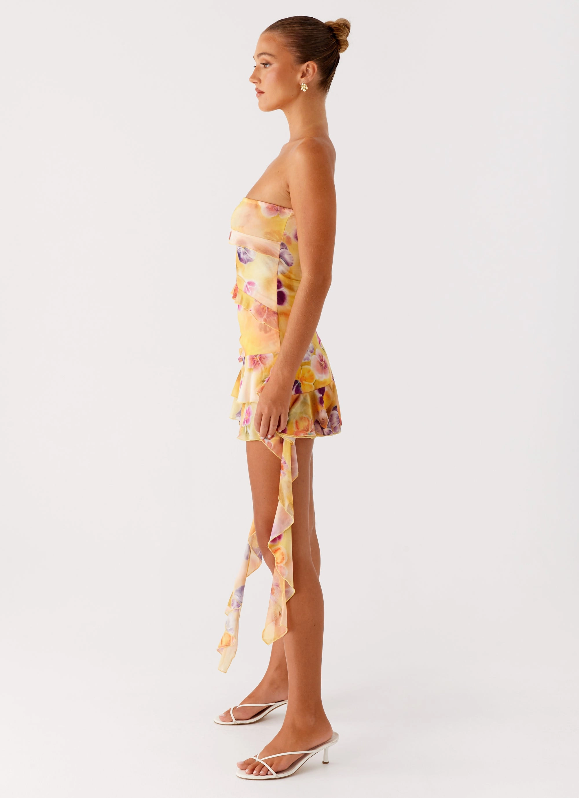 Macey Mini Dress - Sunburst Floral LayeredHemline Art Inspired