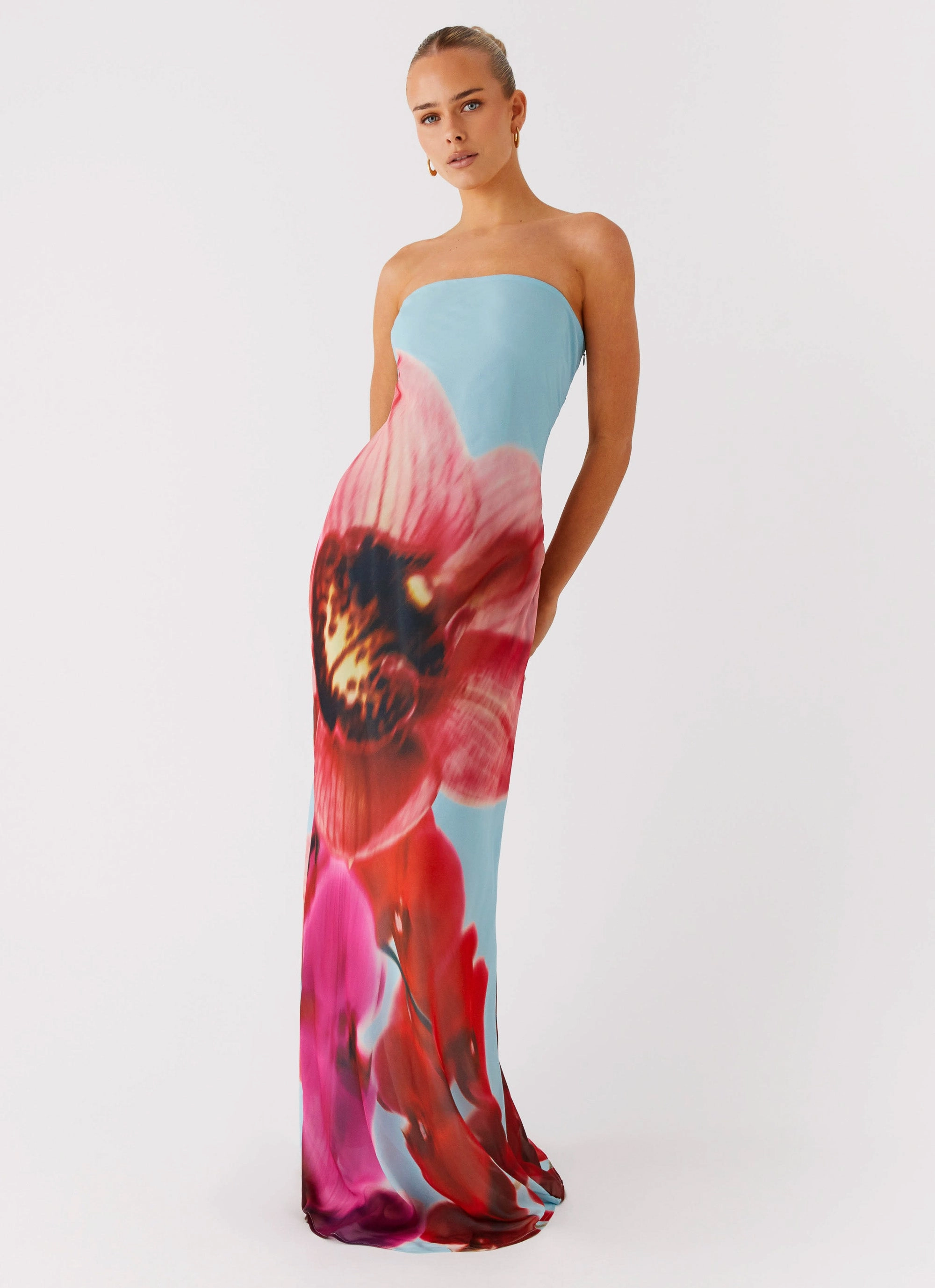 Crystal-Detail Amelle Maxi Dress - Turquoise Bloom