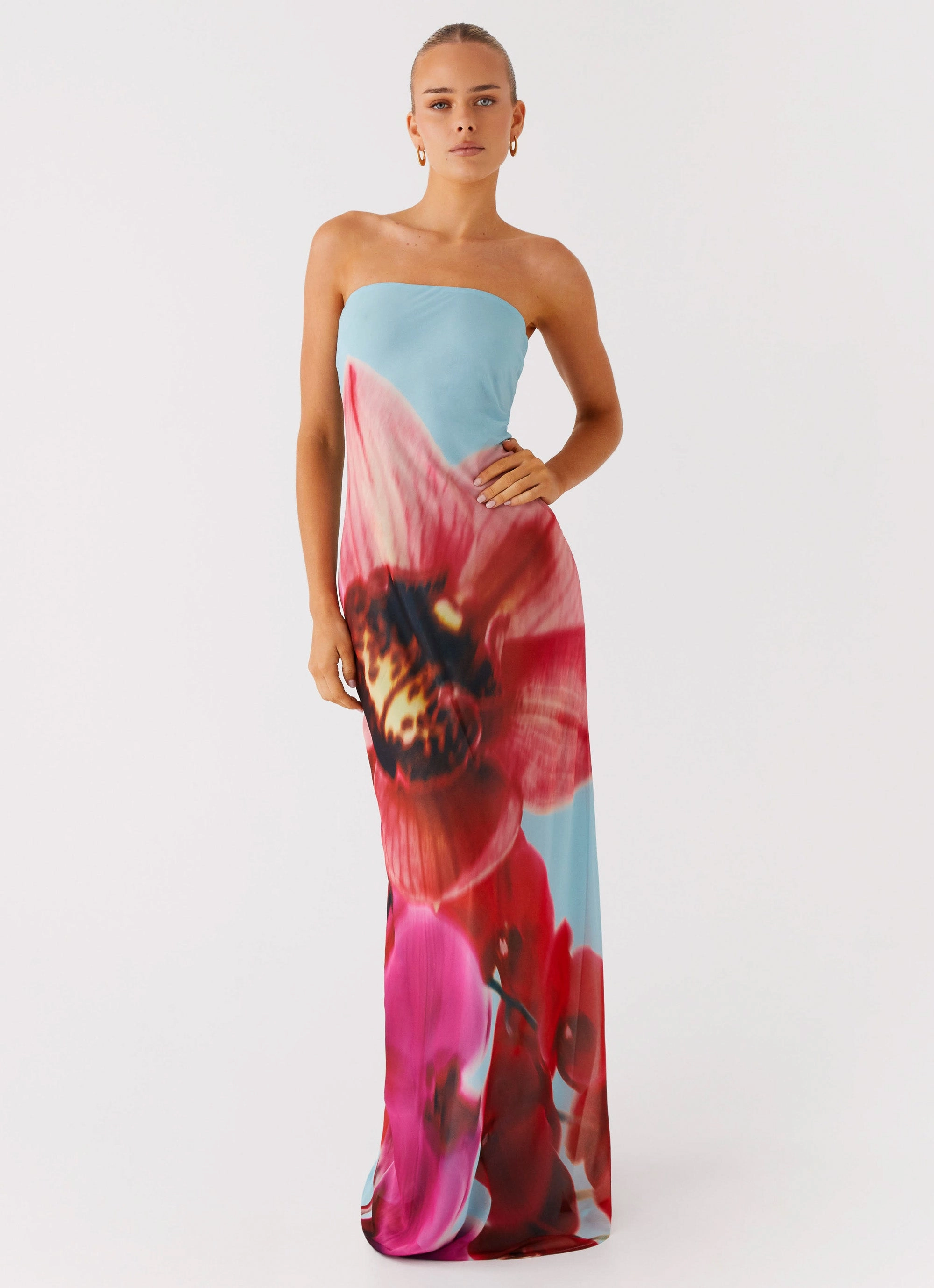 Amelle Maxi Dress - Turquoise Bloom Stain-Resistant