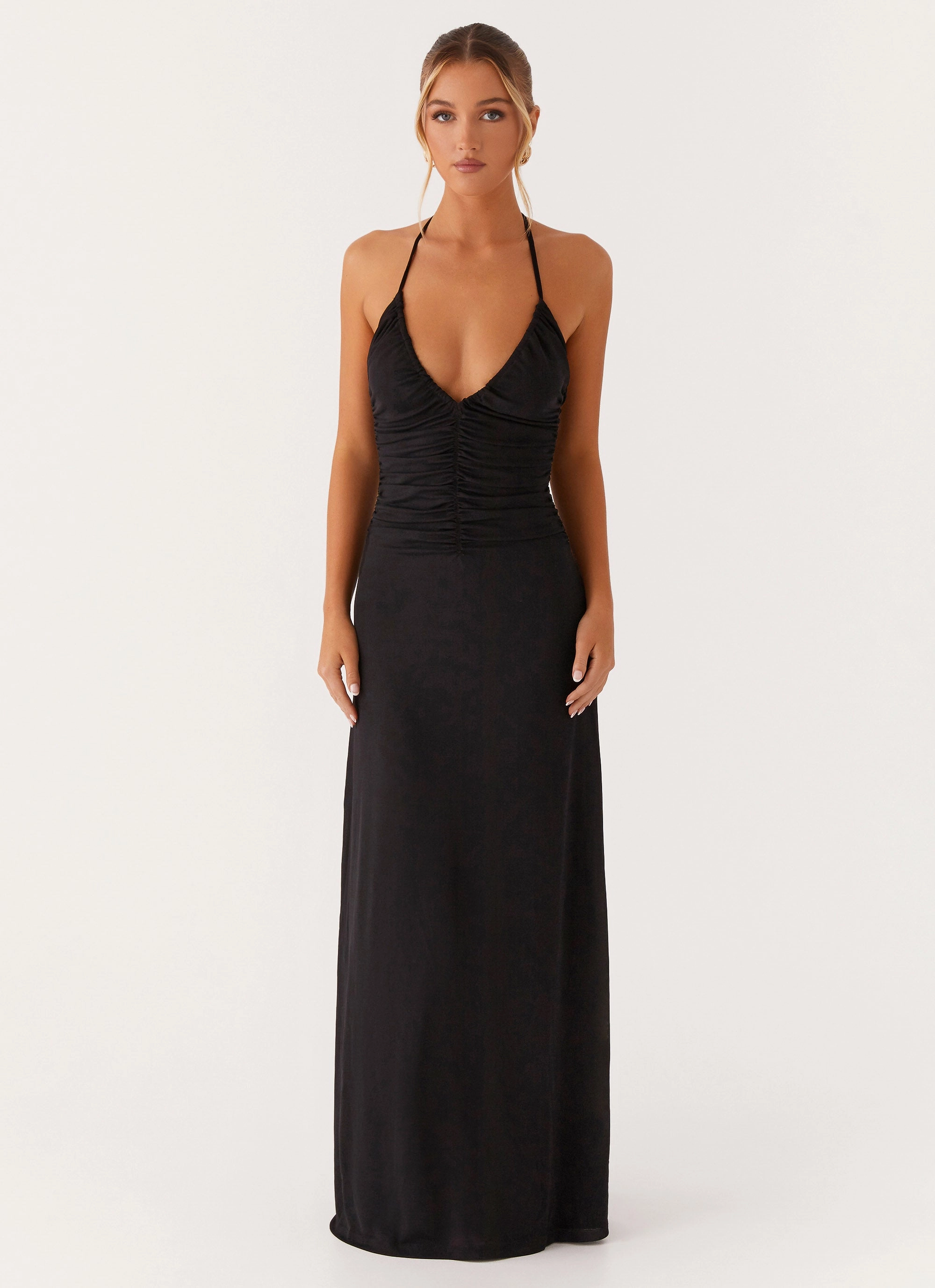 Kansas Maxi Dress - Black Texture Edge Stylish Line