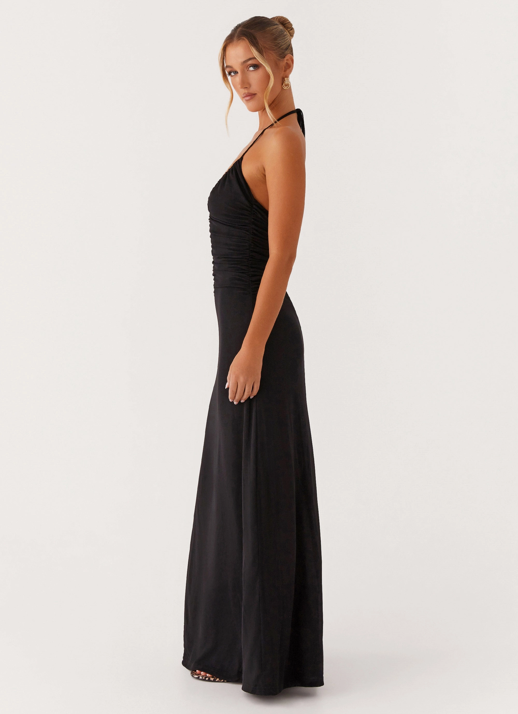 Kansas Maxi Dress - Black Flare Breeze V Neckline