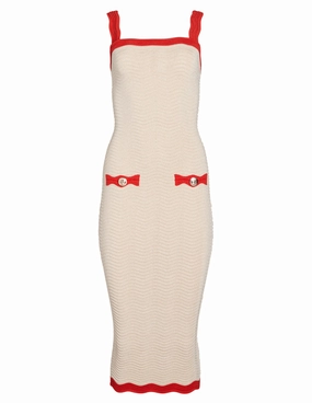 Cropped hem RecycledPolyester Retrof??te Kins Knit Midi Dress