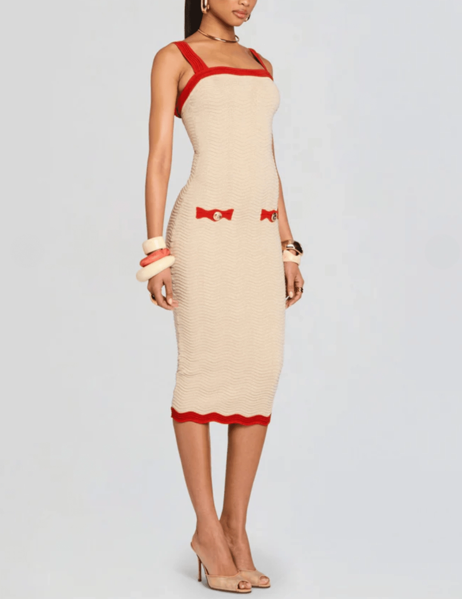 Relaxed Line City Ready Retrof??te Kins Knit Midi Dress