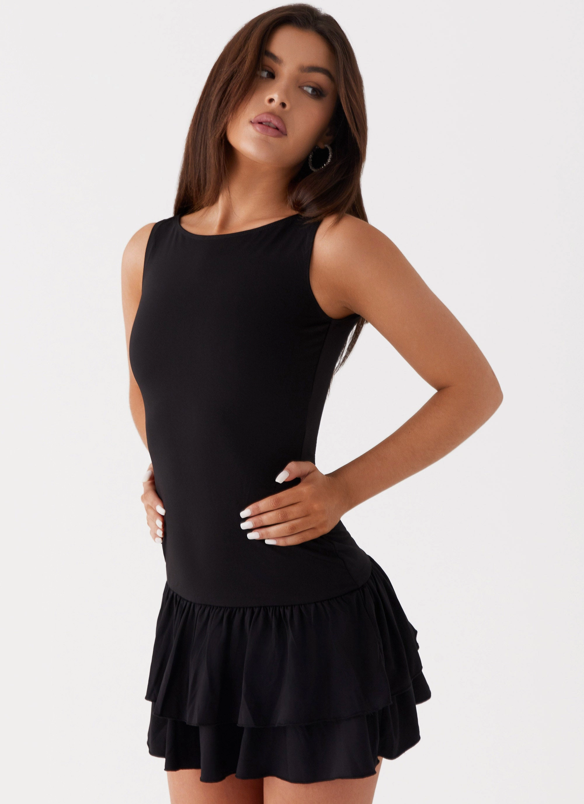 Playful and flirty dress UV-Resistant Rhiannon Frill Mini Dress - Black