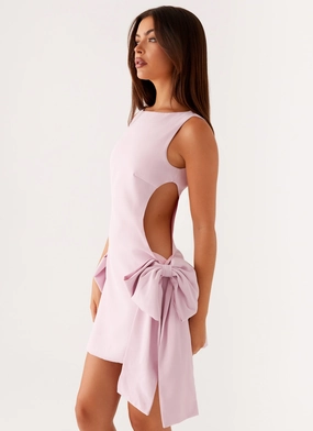 Rhodes Bow Mini Dress - Pink Elegant Charm Polished Finish