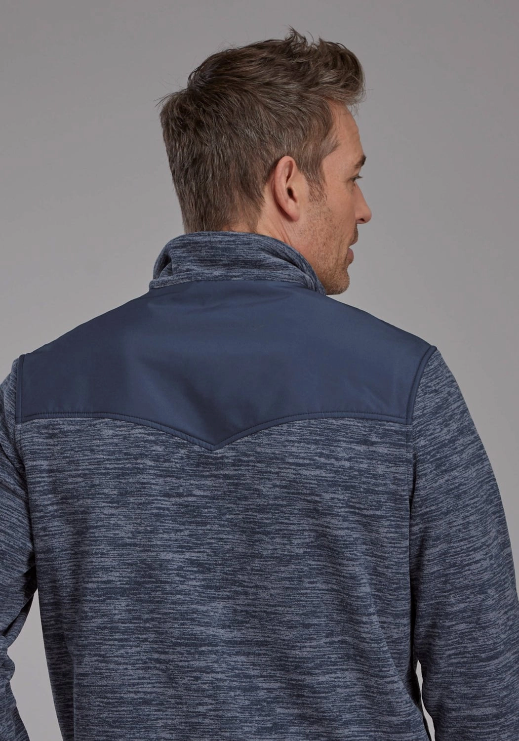 Stretch Material Roper Mens 2253 Heathered Blue Fleece Fleece Jacket