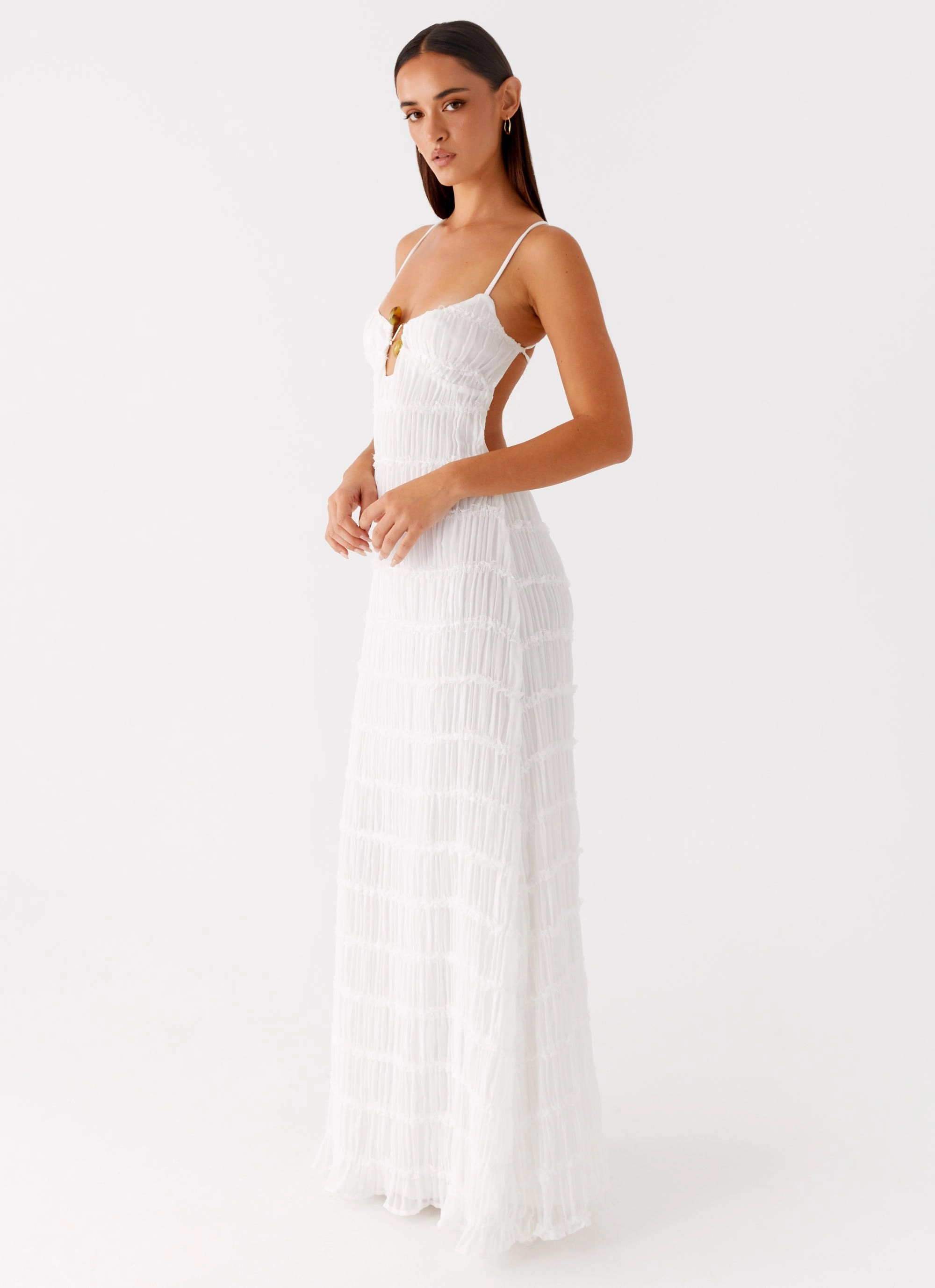 Darwin Maxi Dress - White Fitted Neat