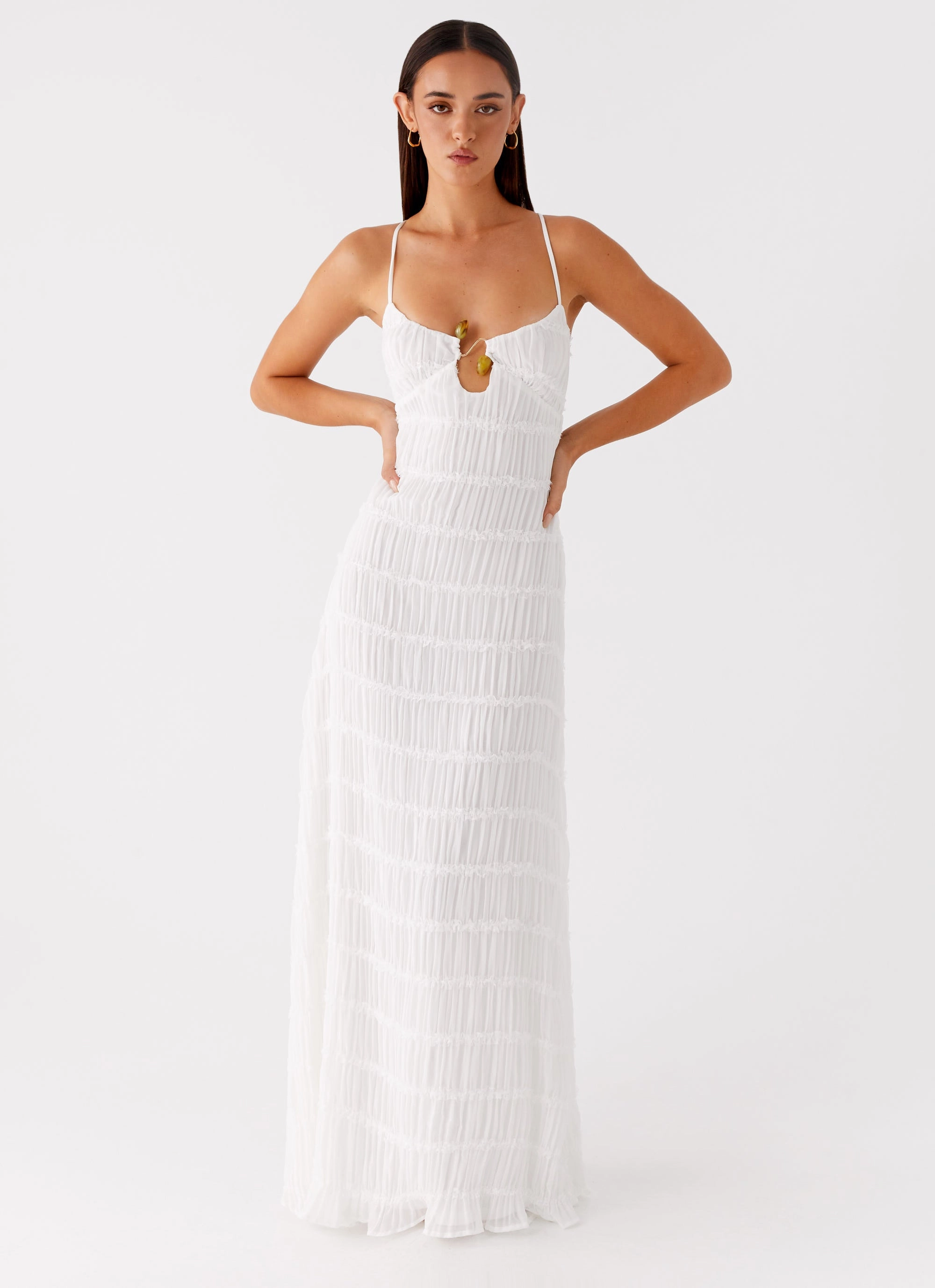 Bright-Hue Global Style Darwin Maxi Dress - White
