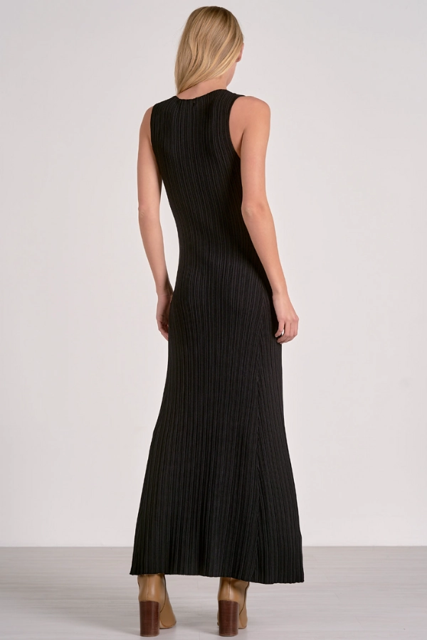 Cozy Drape Chic and Elegant Ribbed Knit Sweater Midi Dress