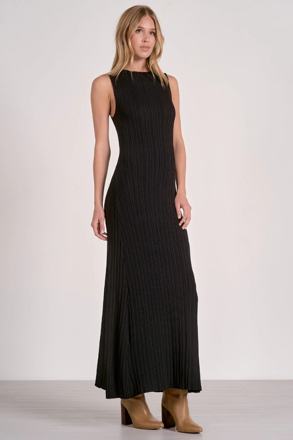 Basic essential Ribbed Knit Sweater Midi Dress