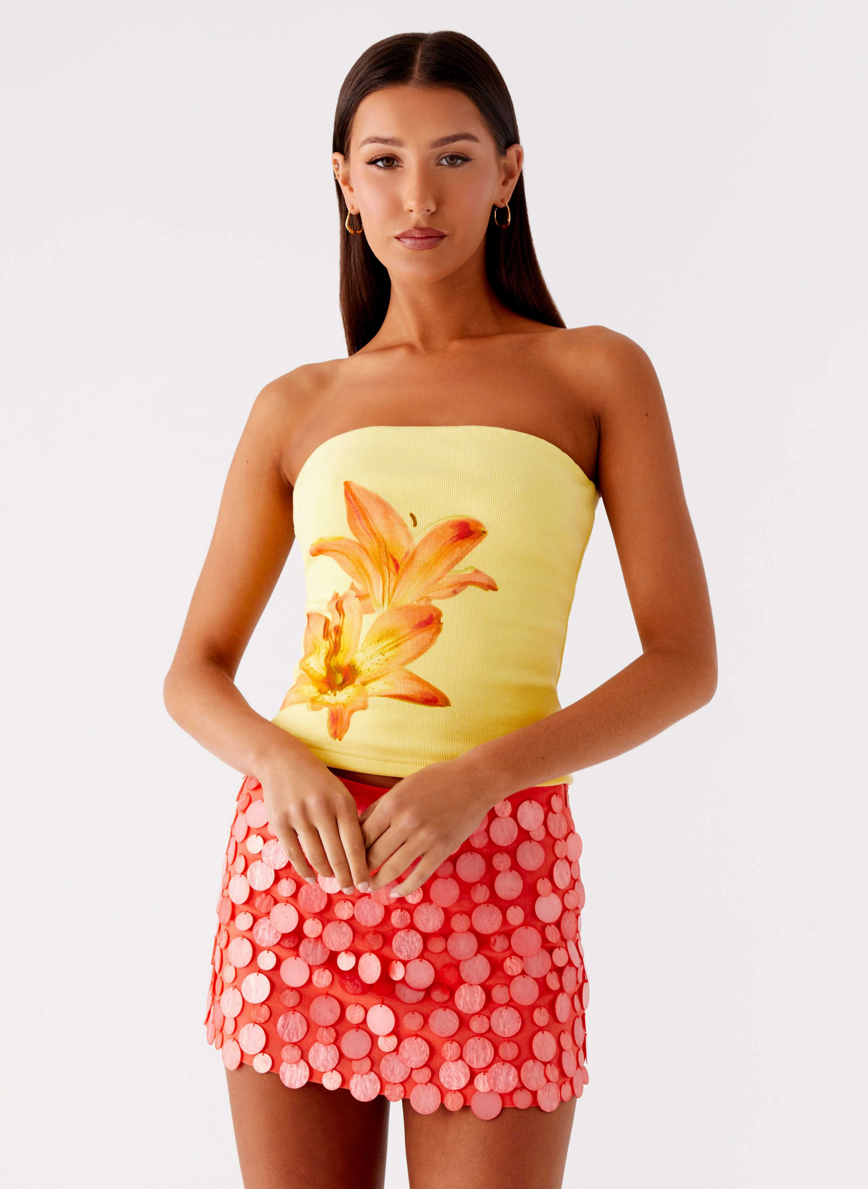 FlexibleSole NoSlipSurface Danta Strapless Top - Yellow