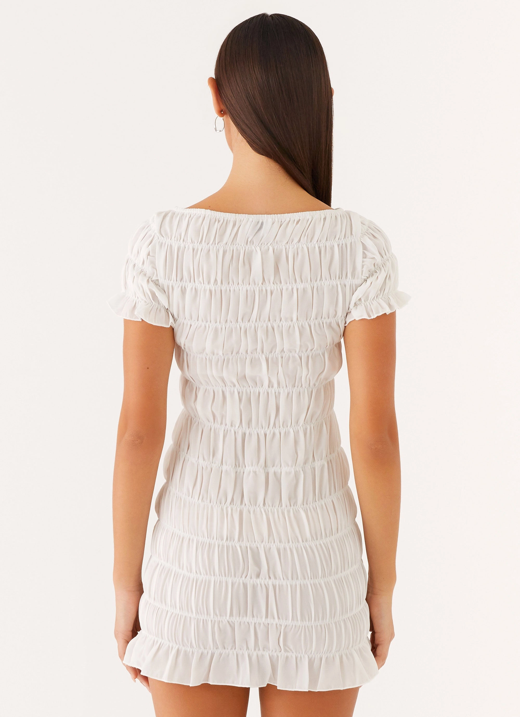 Rita Ruched Mini Dress - White Relax Line