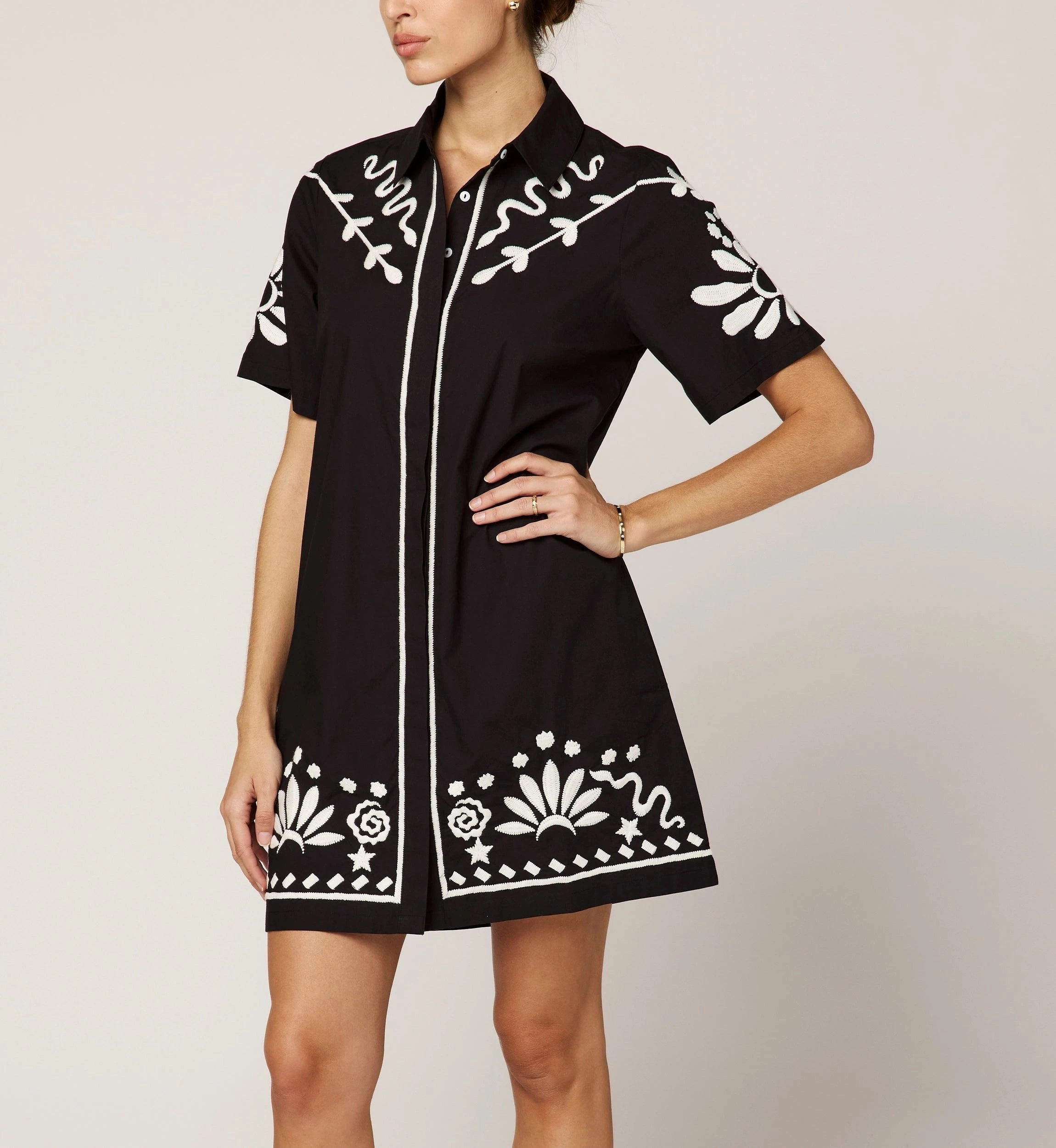 Riya Mini Dress | Black/Ivory Sleek Tone Fitted Neat