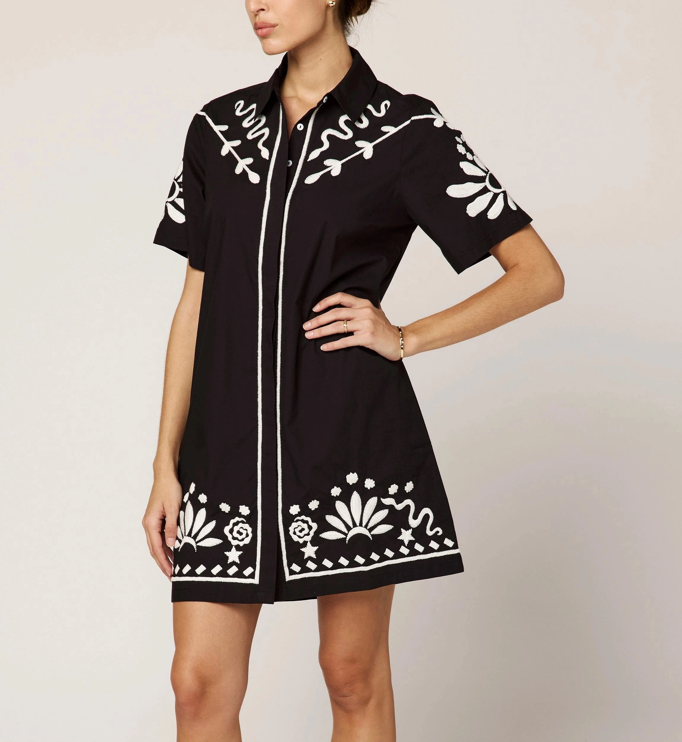 Sustainable Production Certified Riya Mini Dress | Black/Ivory