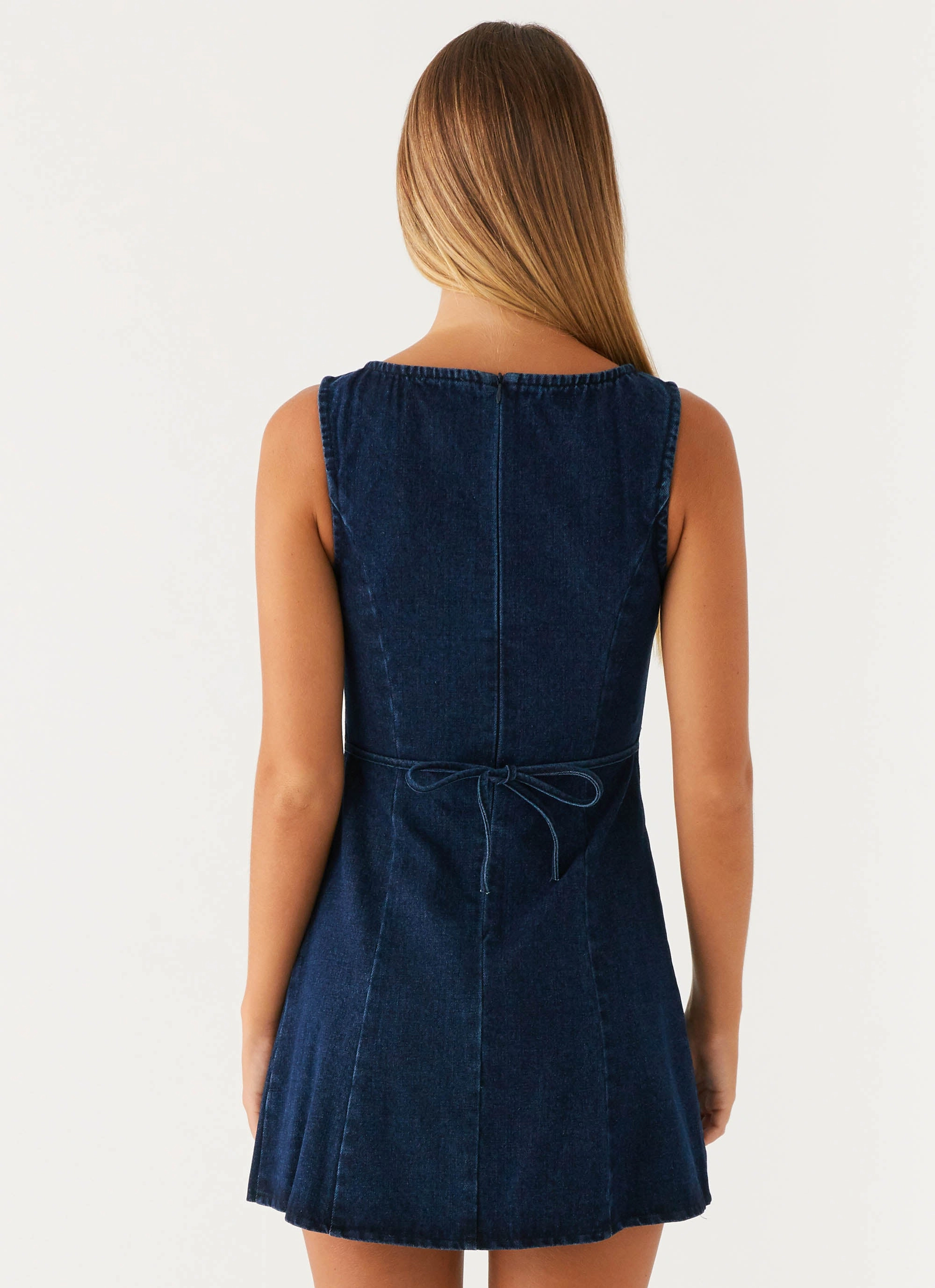 Cozy Silhouette Rochelle Denim Mini Dress - Blue
