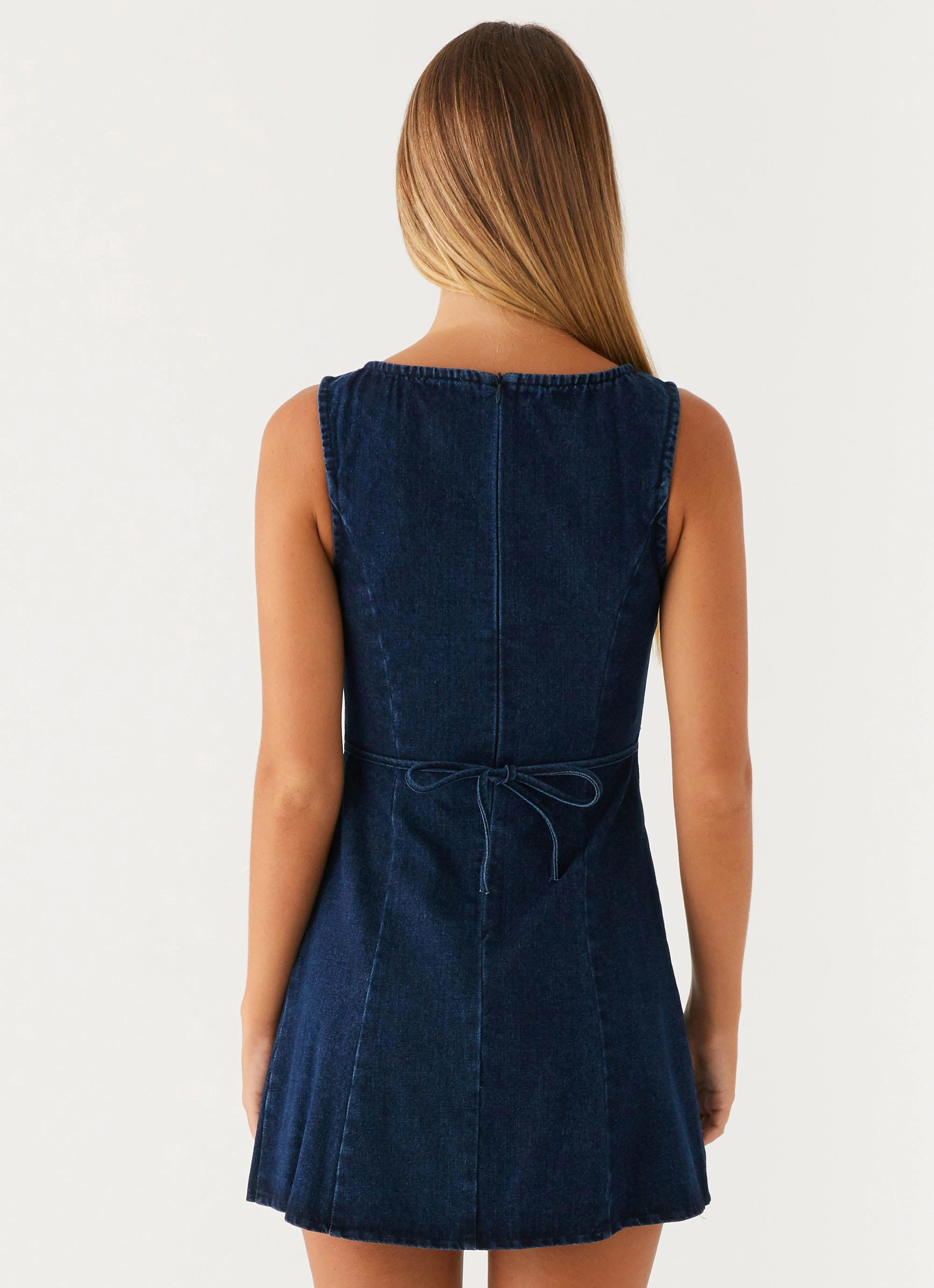 Classic Layers Body Flow Rochelle Denim Mini Dress - Blue