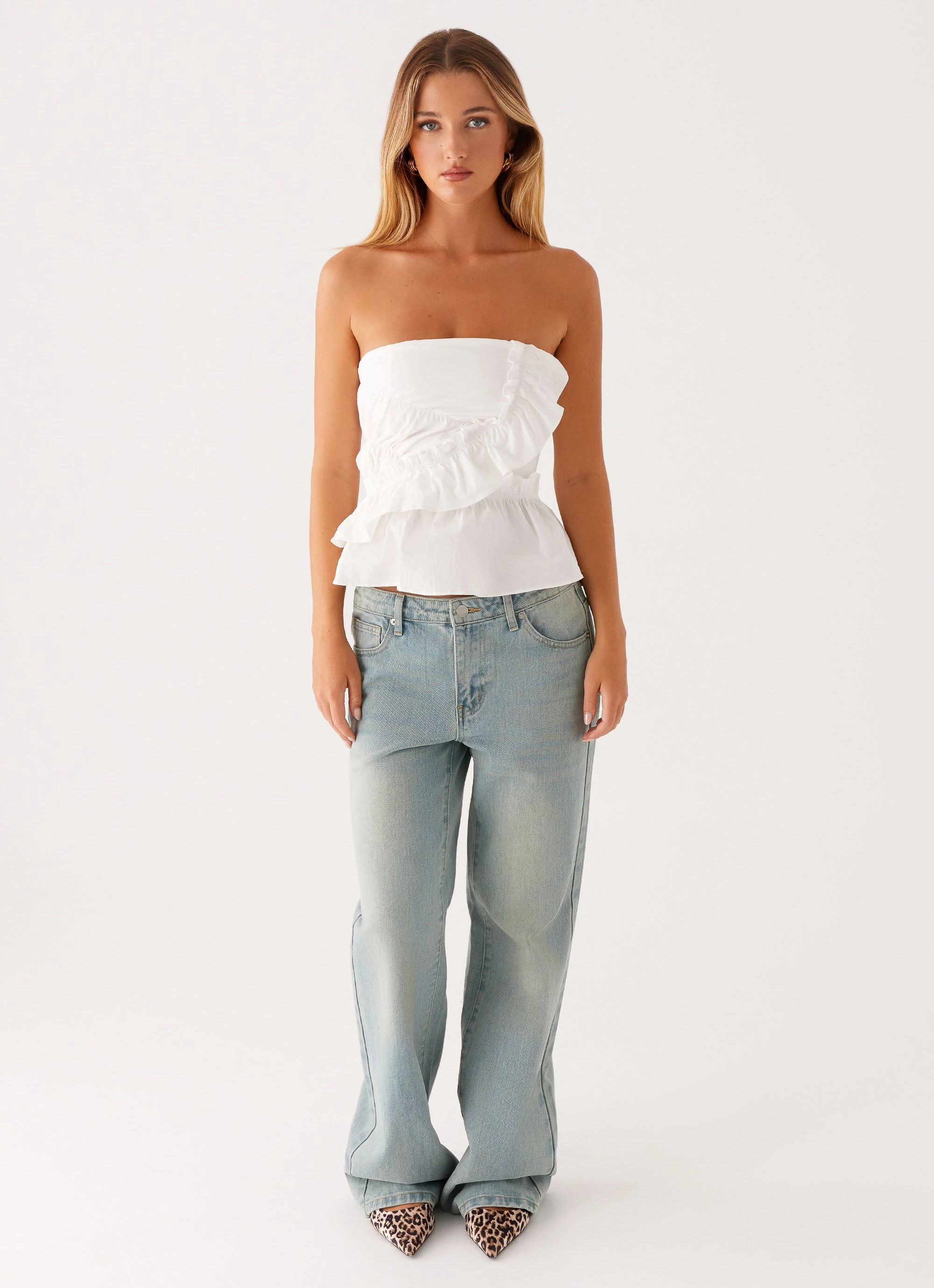 Roisin Ruched Top - White Quick Release Fasteners