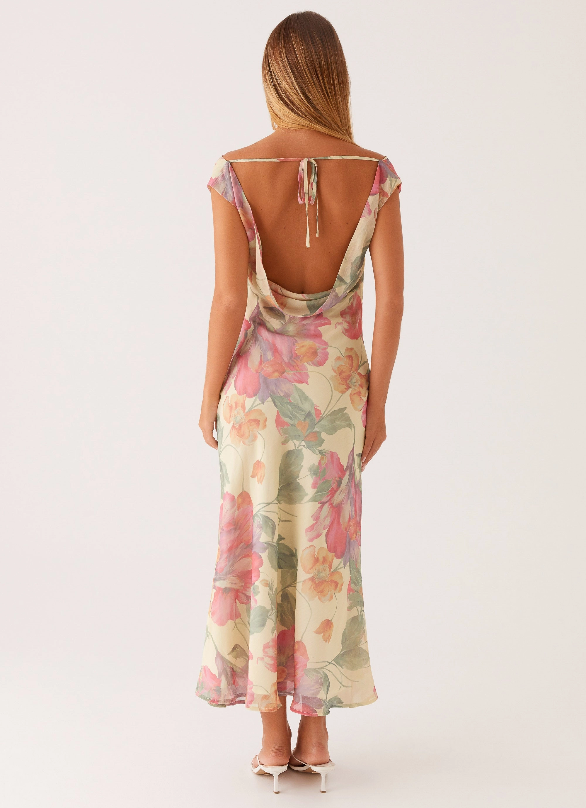 Fold-Over-Detail Silky Mood Role Model Maxi Dress - Yellow Peony