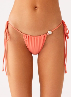 High-Quality Fabric Liona Bead Bikini Bottoms - Coral