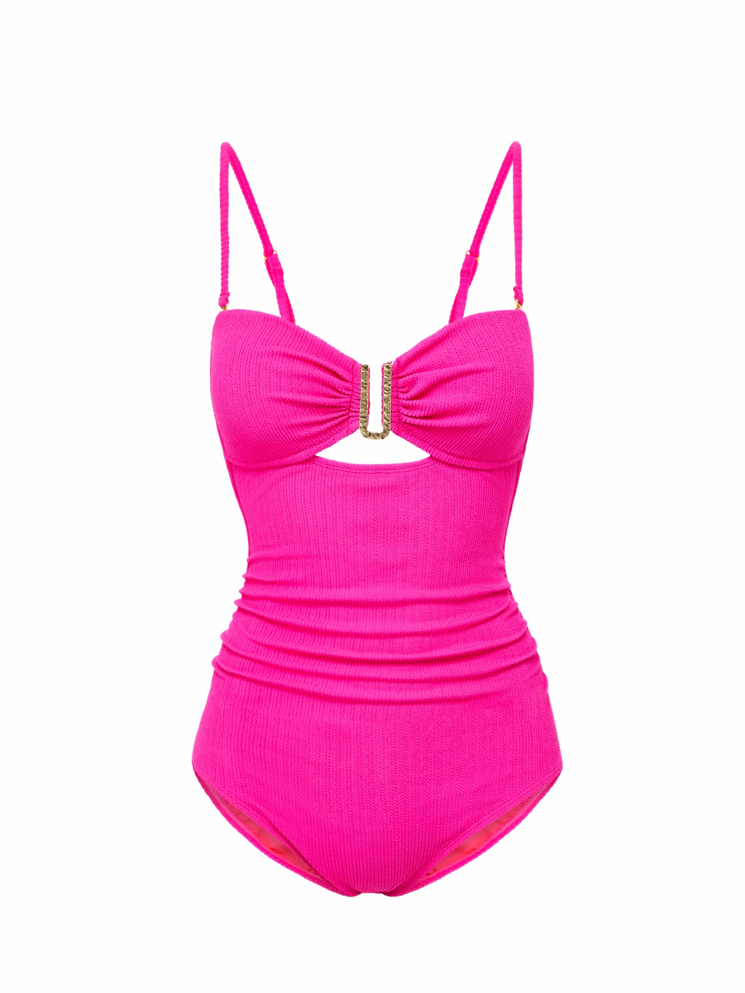 Trendy-Prints Anti Chafing Seamless Edges Lisa One Piece Shocking Pink Textured Stripe