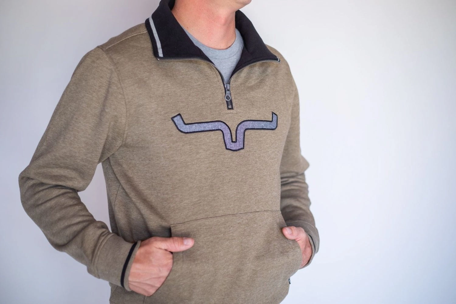 Sustainable Packaging Seamless Edge Finishing Kimes Ranch Mens Filmore Army Heather Cotton blend Hoodie