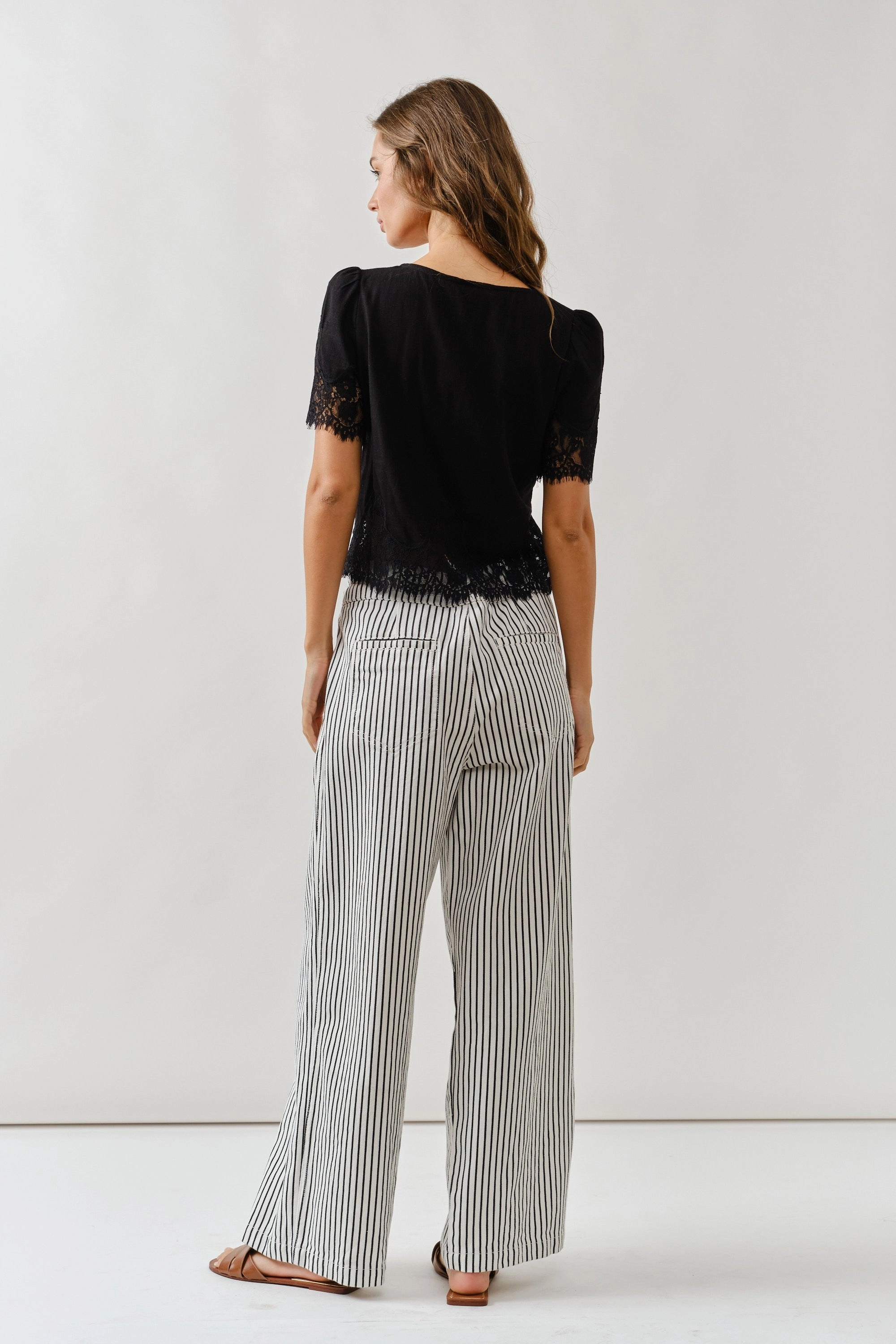 Soft Wool Romantic Lace Blouse - Black