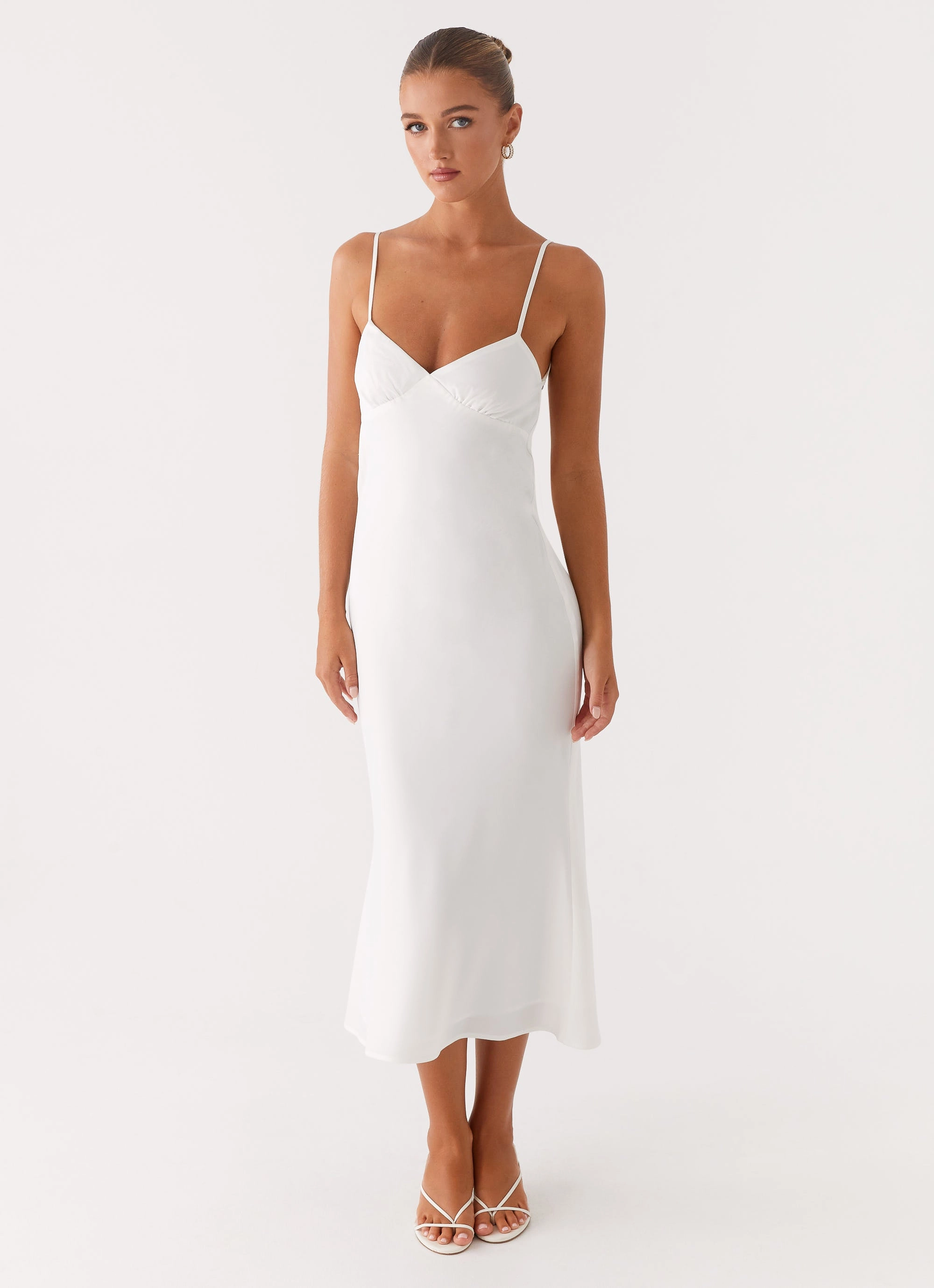 Cool Elegance Semi Fit Bentley Midi Dress - White