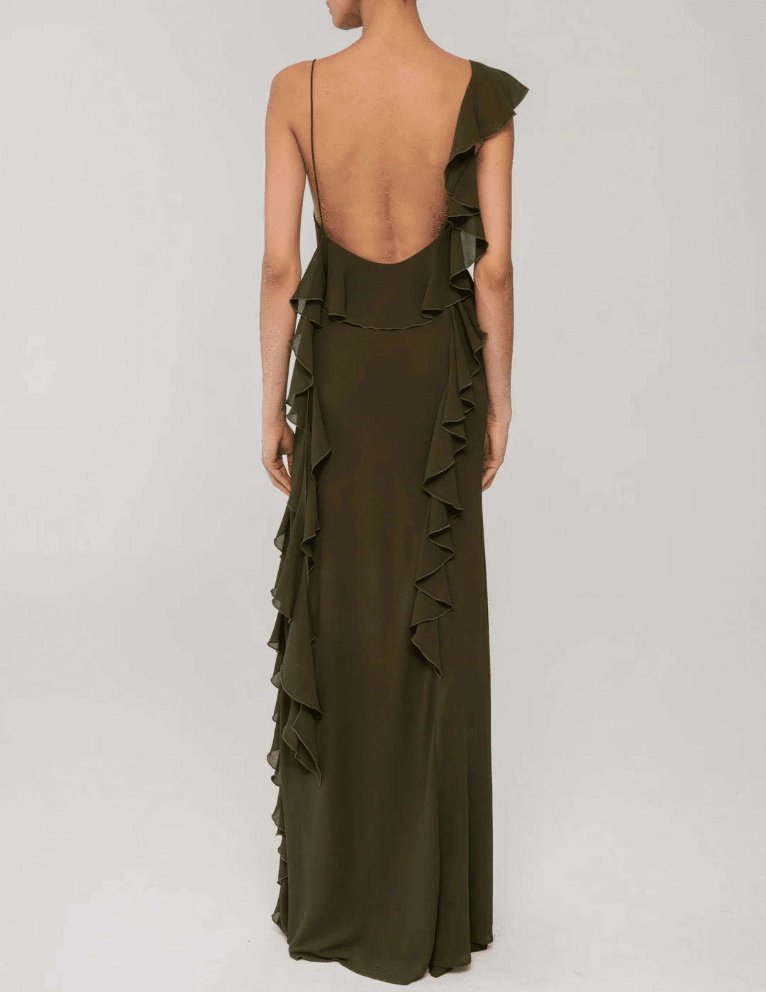 Ronny Kobo Olivialle Asymmetrical Ruffle Maxi Dress Cozy Style