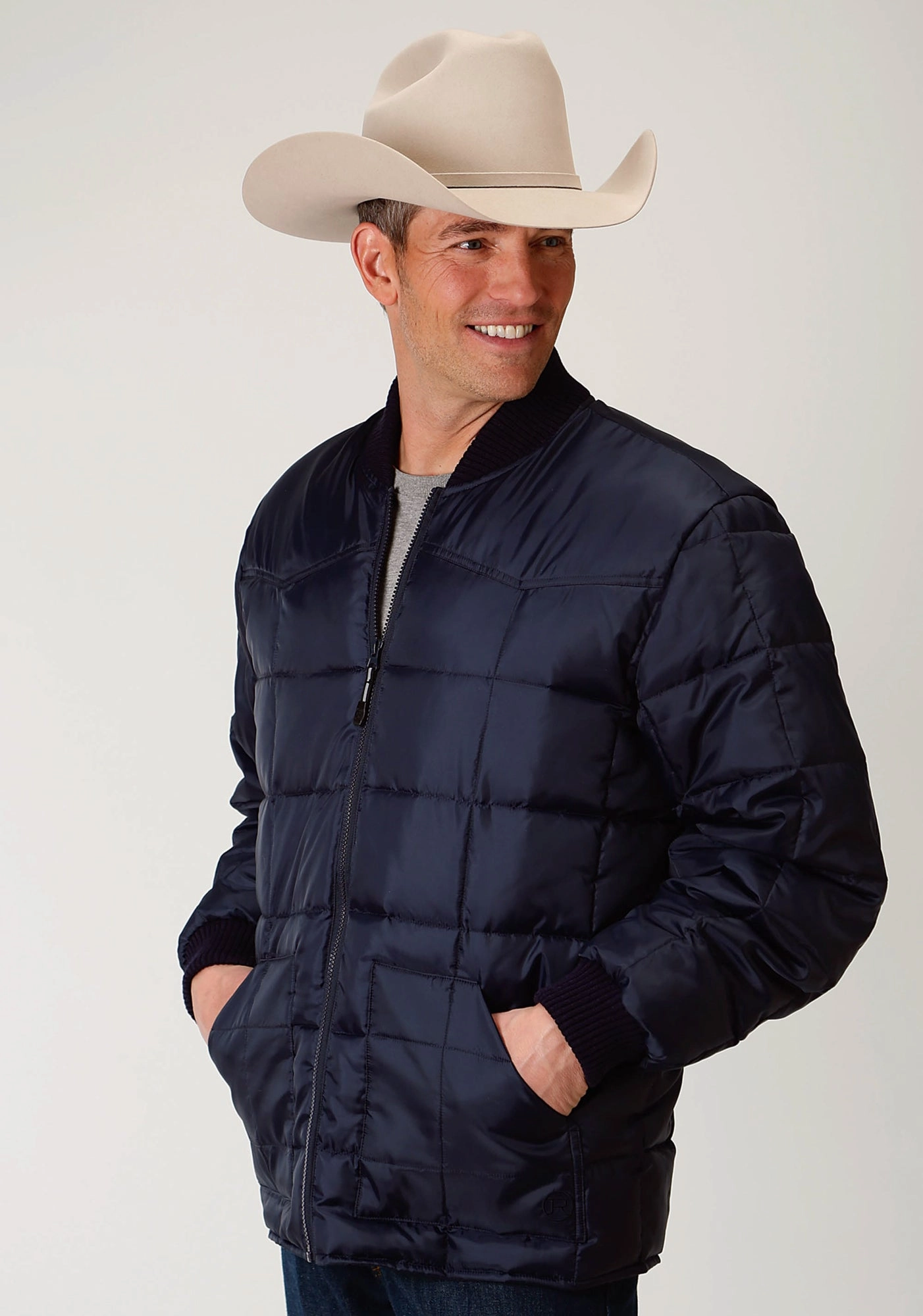 Multi Purpose Layer Roper Insulated Mens Navy Blue Polyester Rangegear Jacket
