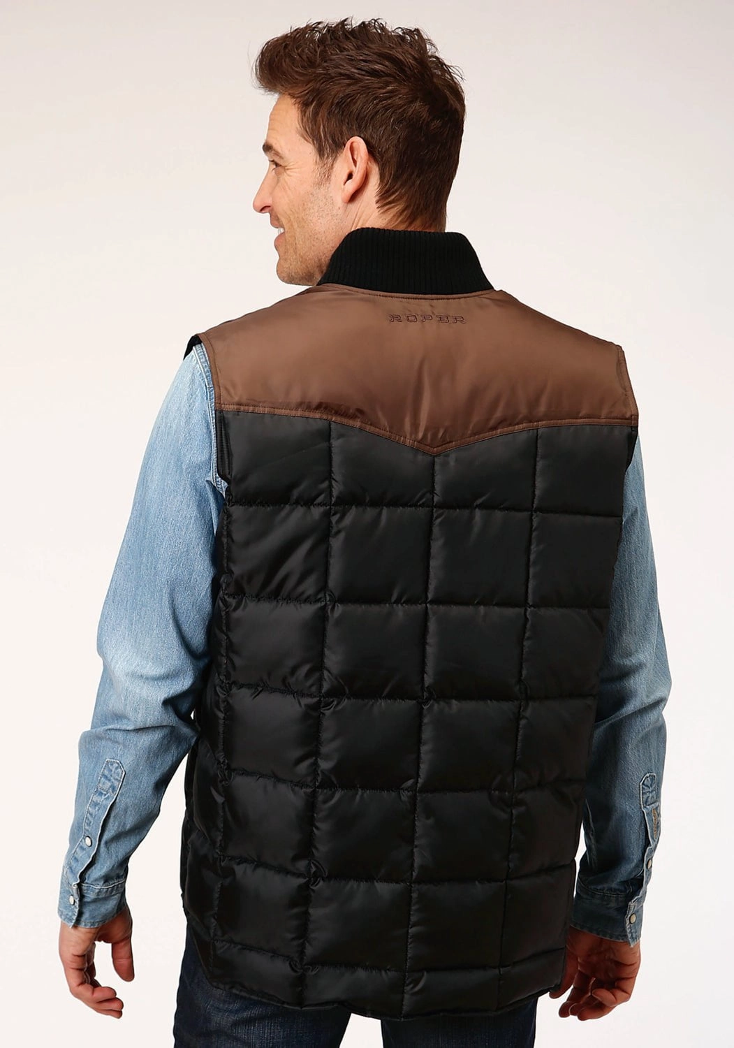 Everyday Active Style Roper Mens Black/Brown Polyester Insulated Vest