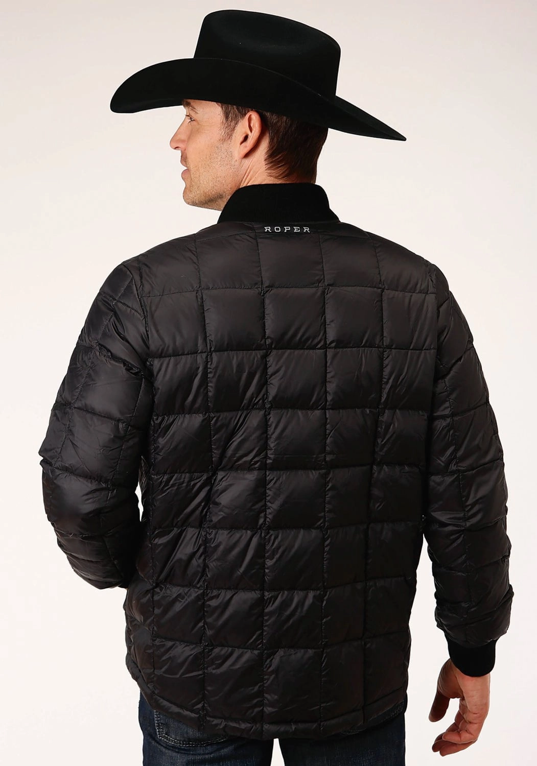 Roper Mens Black Nylon Down Coated Jacket Chill Weather