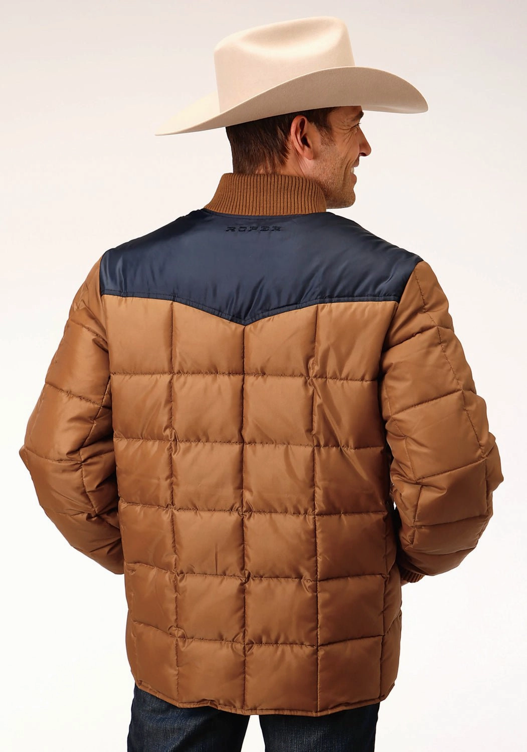 Roper Mens Brown Polyester Quilted Insulated Jacket Layered Comfort Look Outdoor Trip