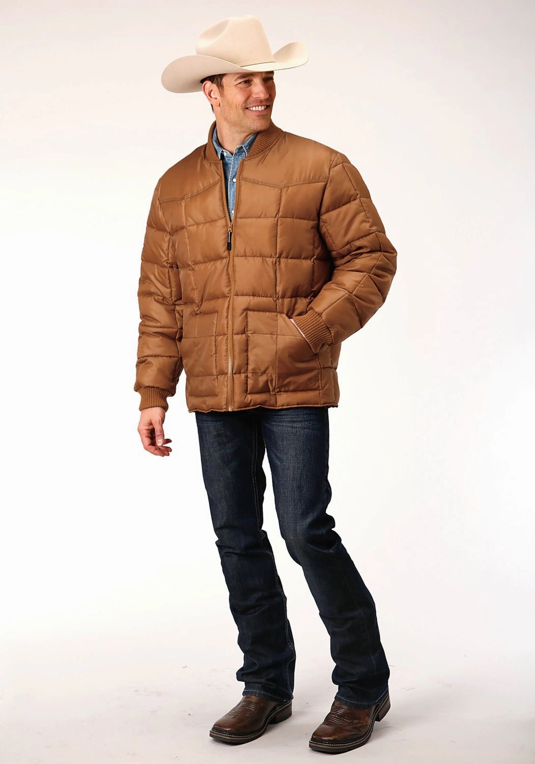 Calm Day Fit Roper Mens Caramel Polyester Insulated Jacket