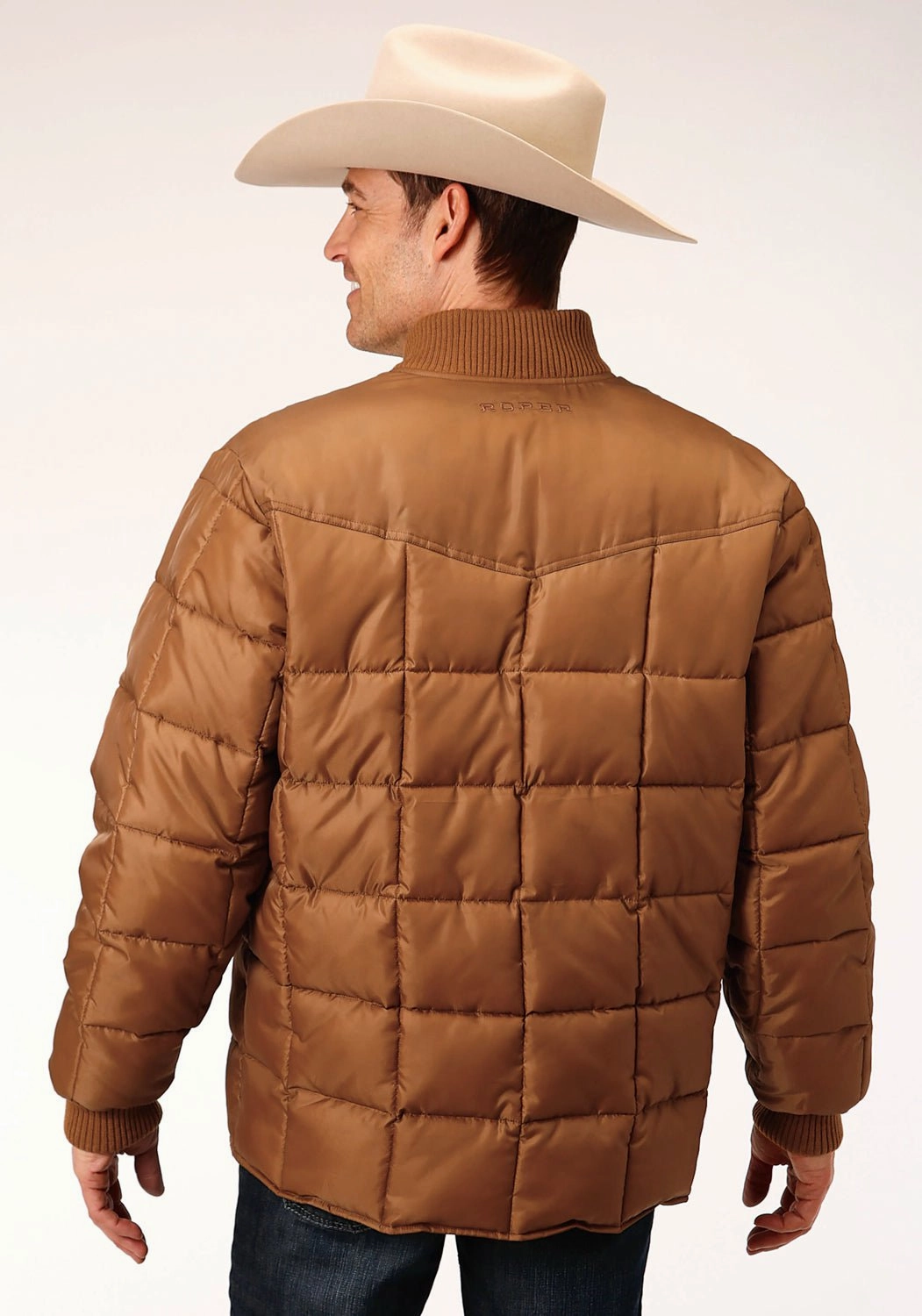 Hidden Ventilation Zones Roper Mens Caramel Polyester Insulated Jacket