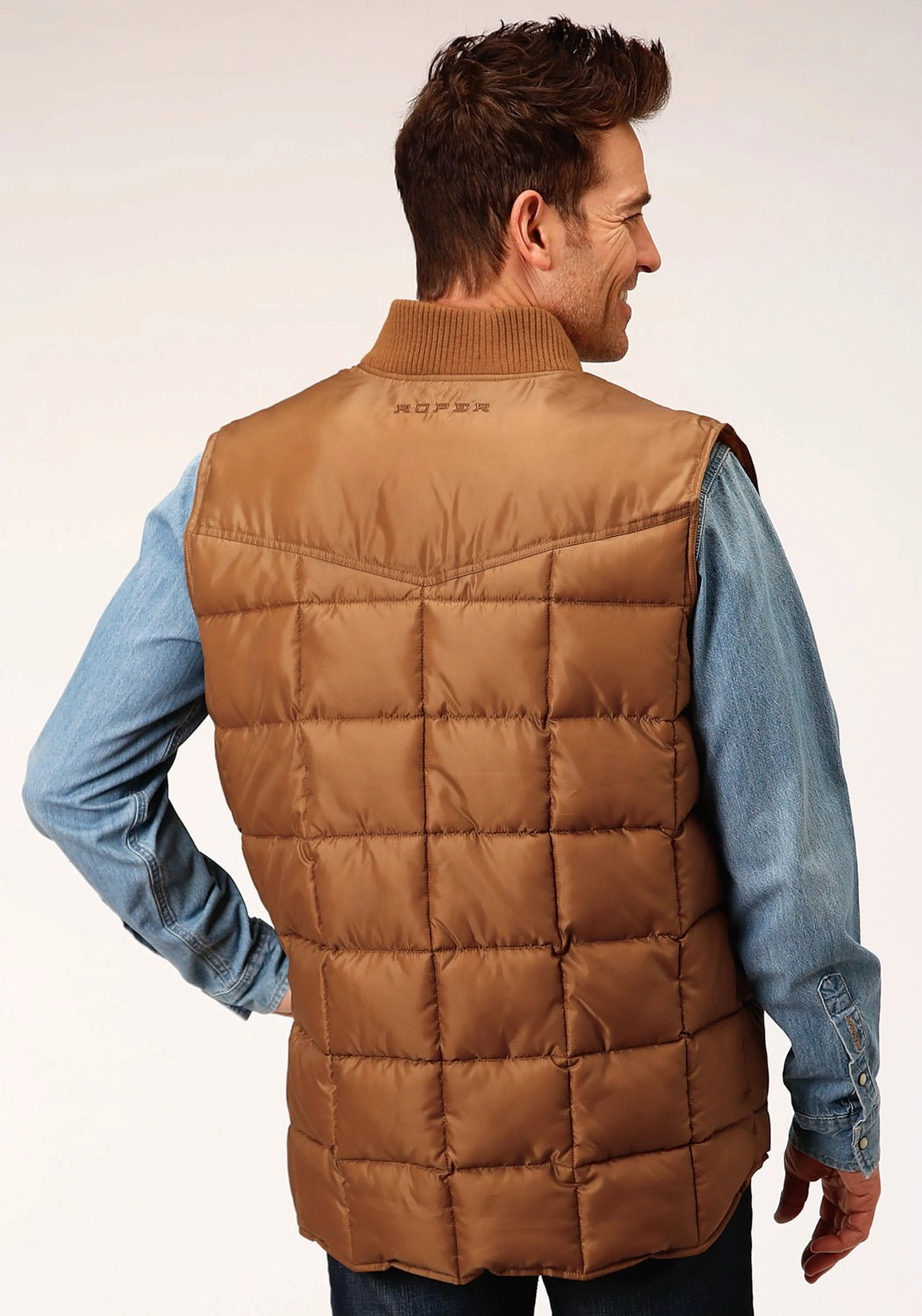 ModularLayering Modern Utility Roper Mens Caramel Polyester Insulated Vest