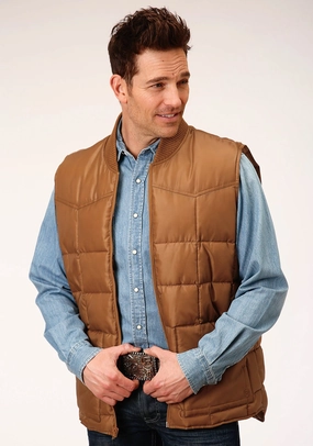Roper Mens Caramel Polyester Insulated Vest Convertible Features