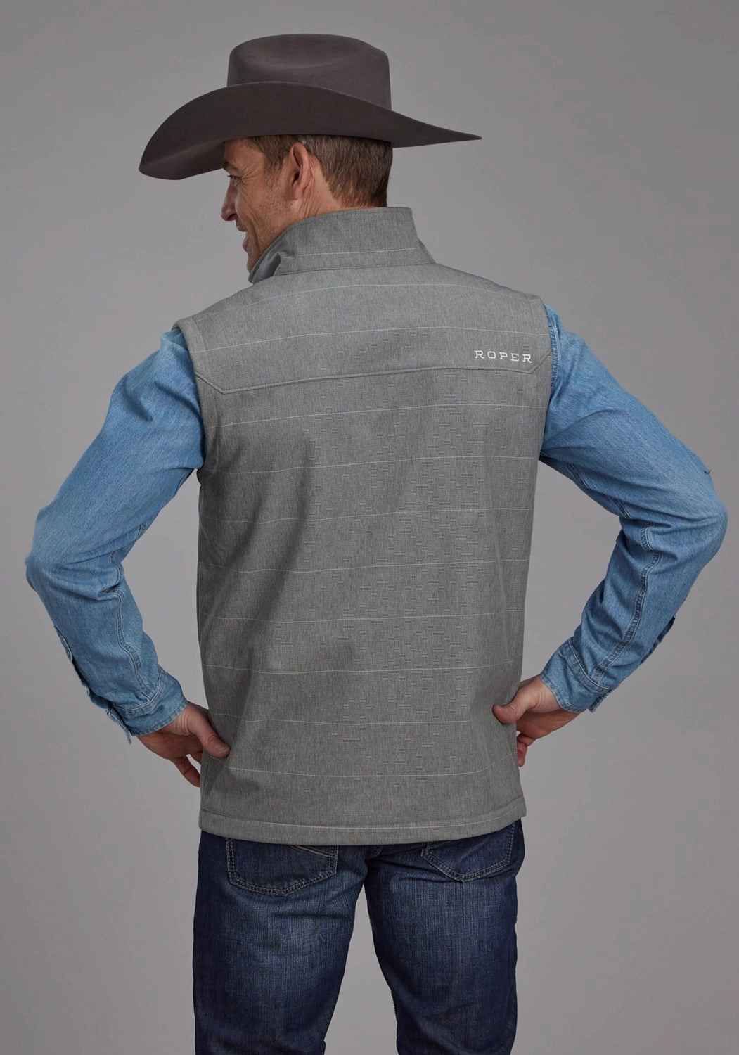 Essential Casual Look Roper Mens Hi-Tech Technical Taupe Polyester Softshell Vest