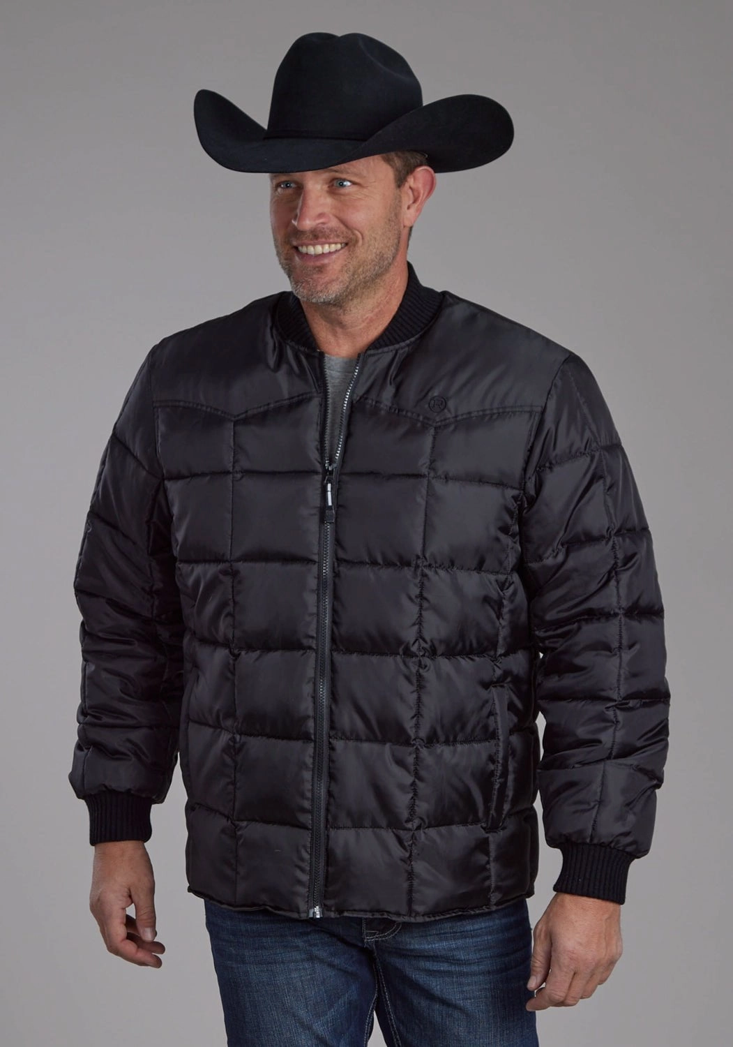 Roper Mens Insulated Western Black 100% Polyester Insulated Jacket Modular Attachment Loops