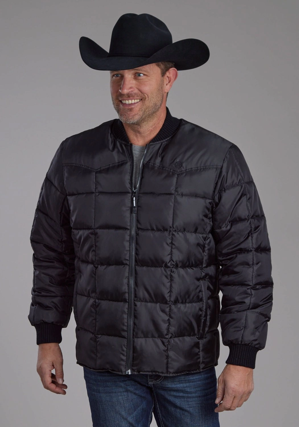 Roper Mens Insulated Western Black 100% Polyester Insulated Jacket Travel Layer HiddenPockets