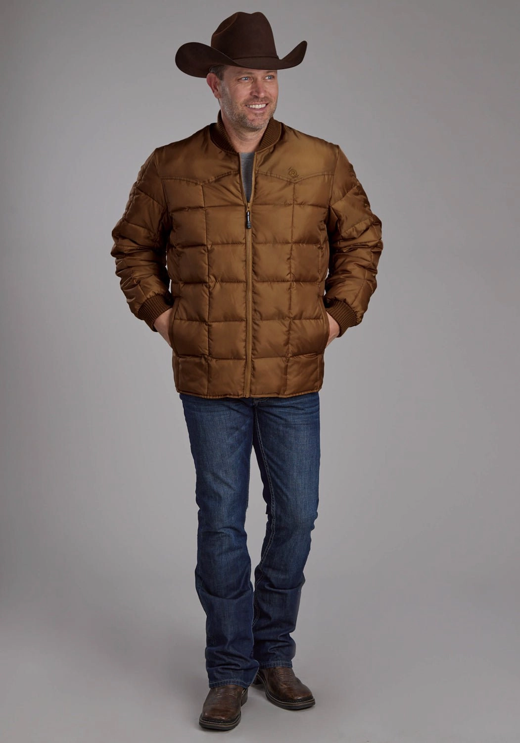 Roper Mens Insulated Western Caramel 100% Polyester Insulated Jacket Breathable Mesh Panels