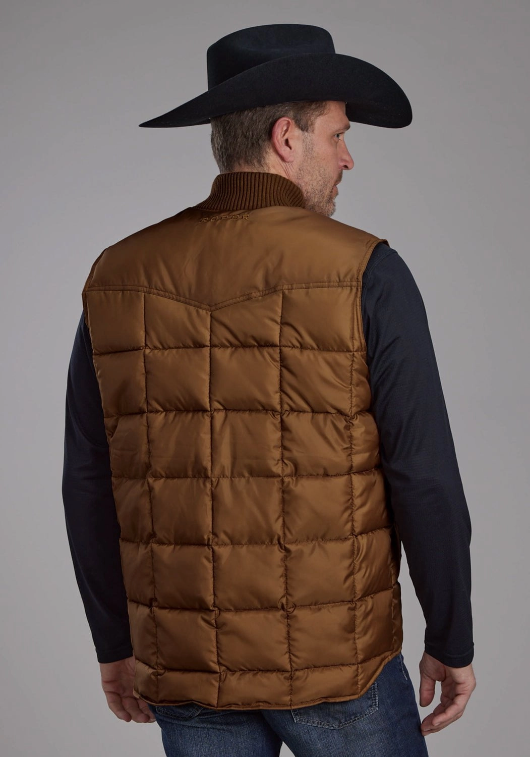 FoldableStorageCapability Roper Mens Insulated Western Caramel 100% Polyester Softshell Vest