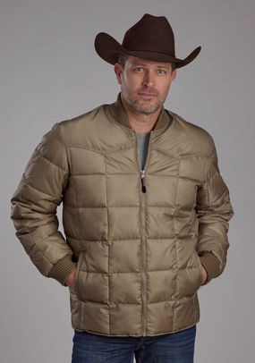 Taped Neckline Flexible Fit Roper Mens Insulated Western Khaki 100% Polyester Insulated Jacket